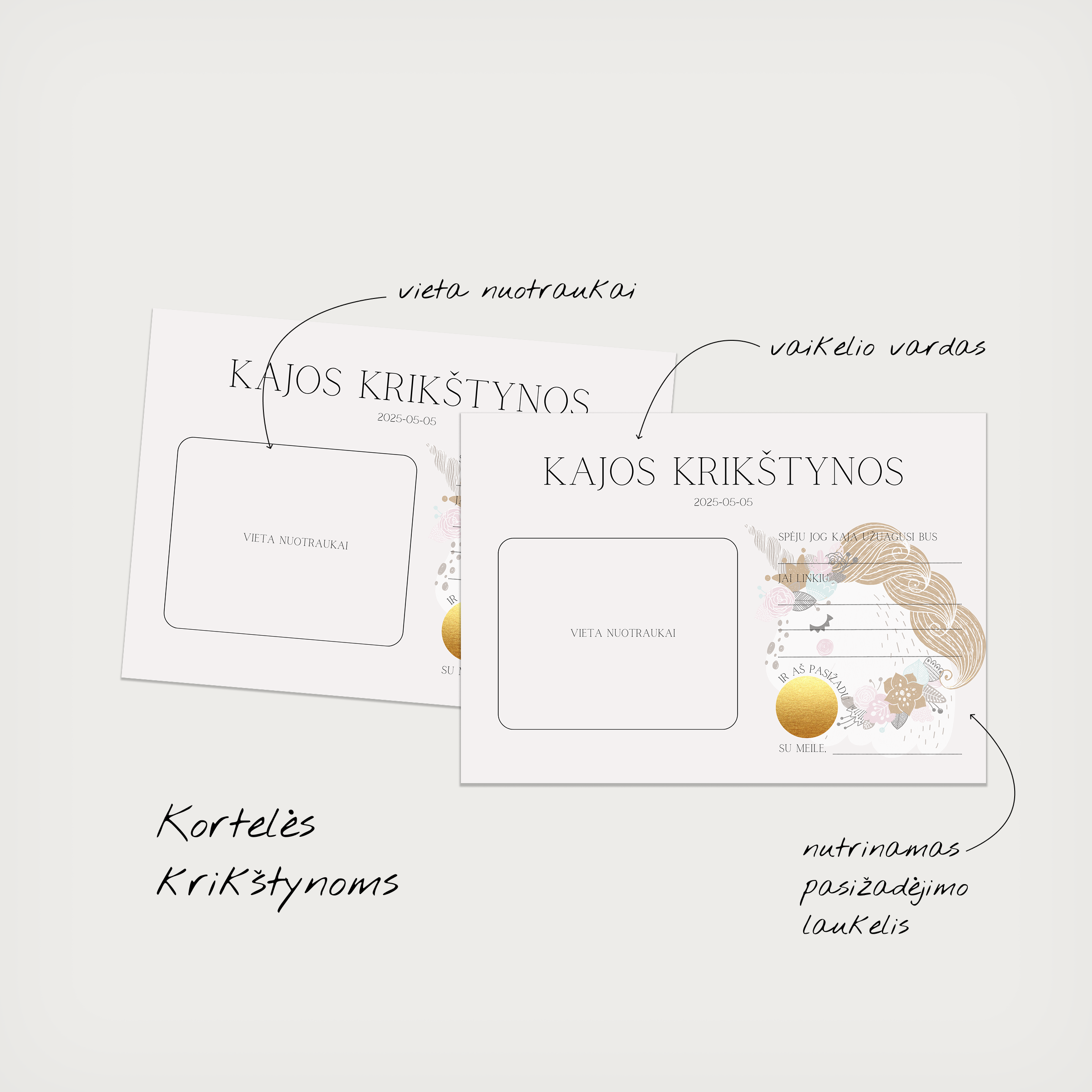 Žaidimų kortelės Krikštynoms Unicorn Love