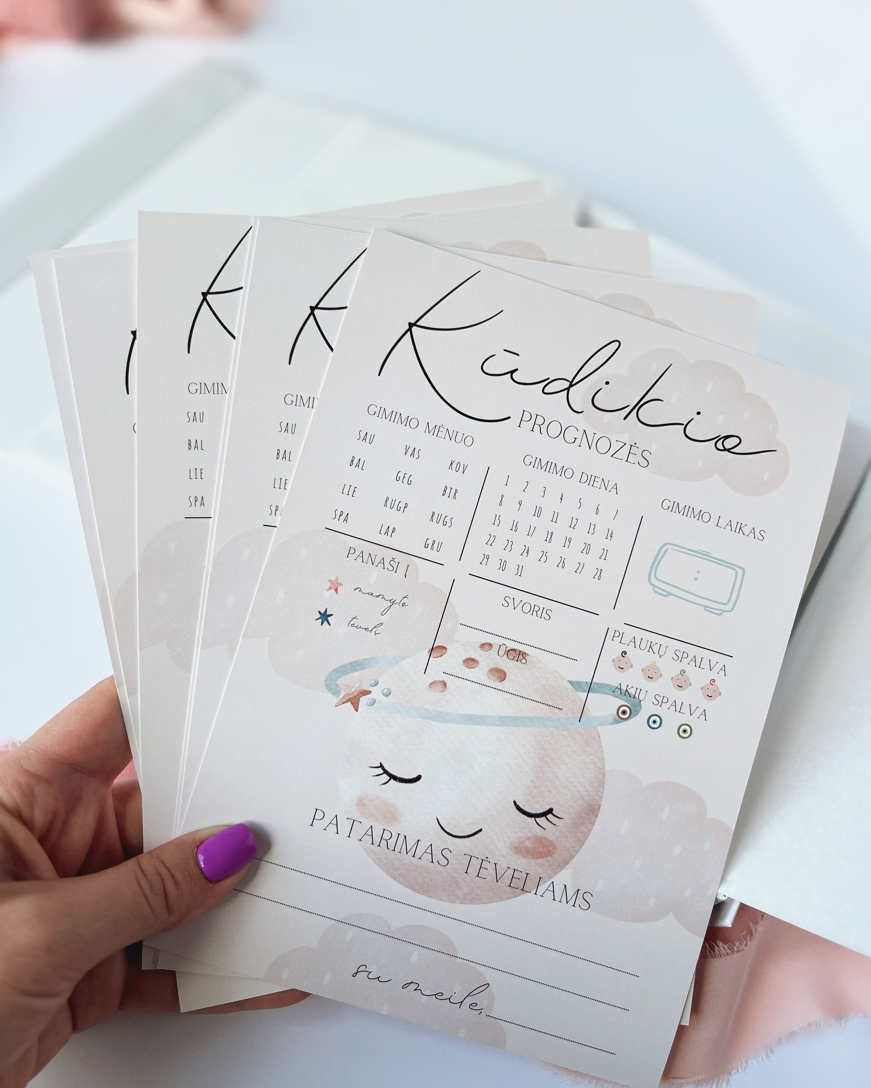 Žaidimų kortelės Kūdikio sutiktuvėms On Planet Pink