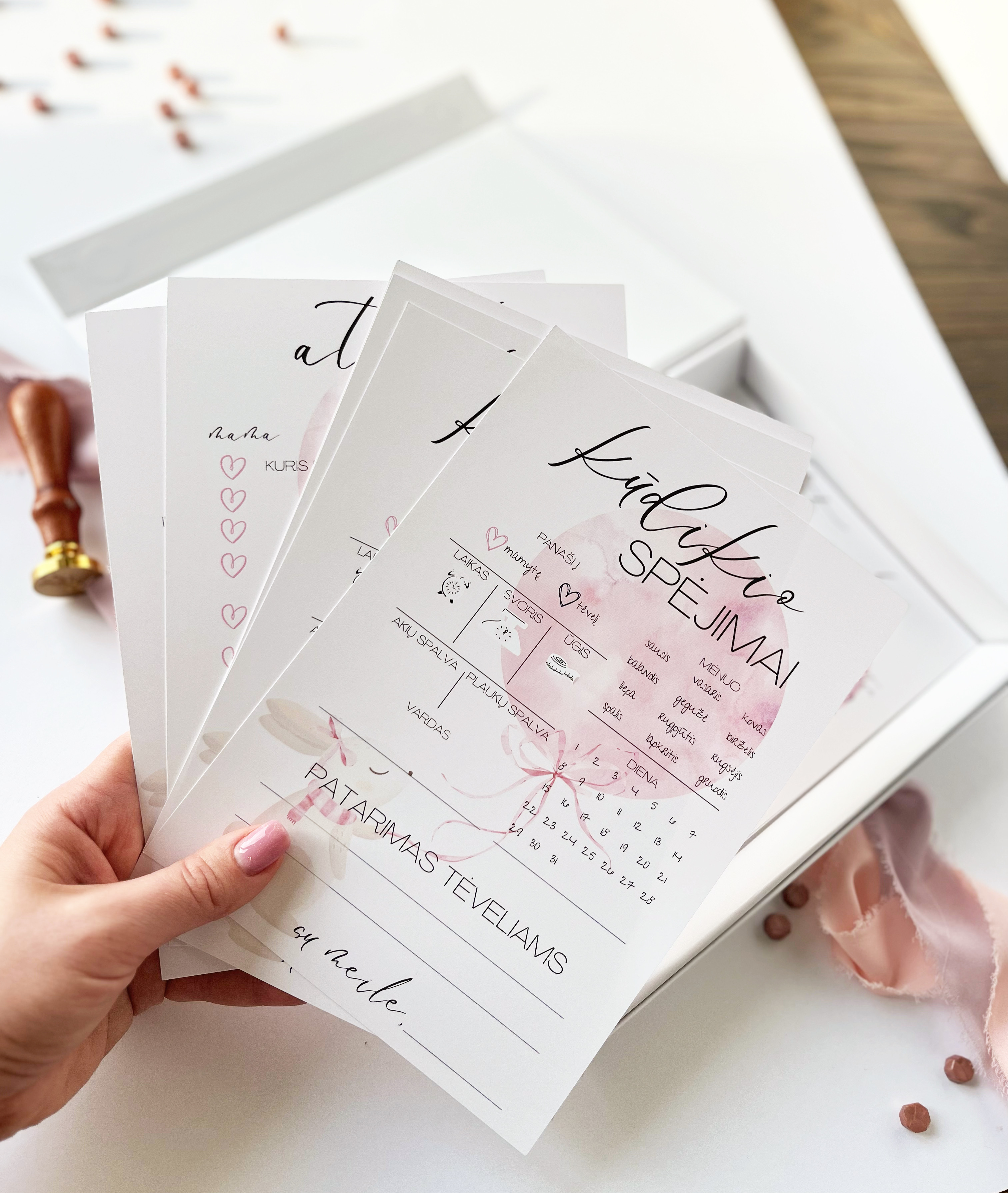 Žaidimų kortelės Kūdikio sutiktuvėms Pink Bunny's Dream