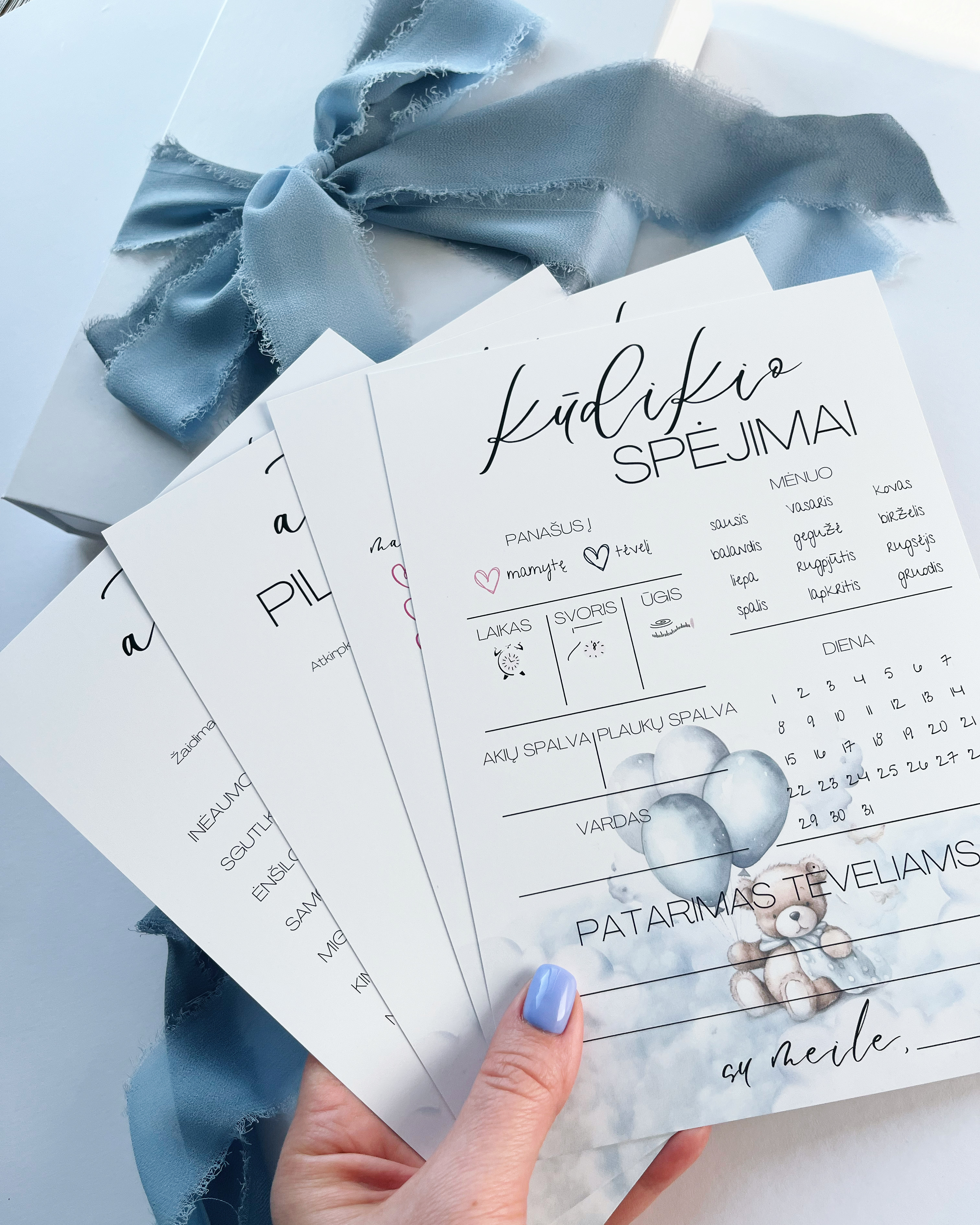 Žaidimų kortelės Kūdikio sutiktuvėms Teddy's Balloons