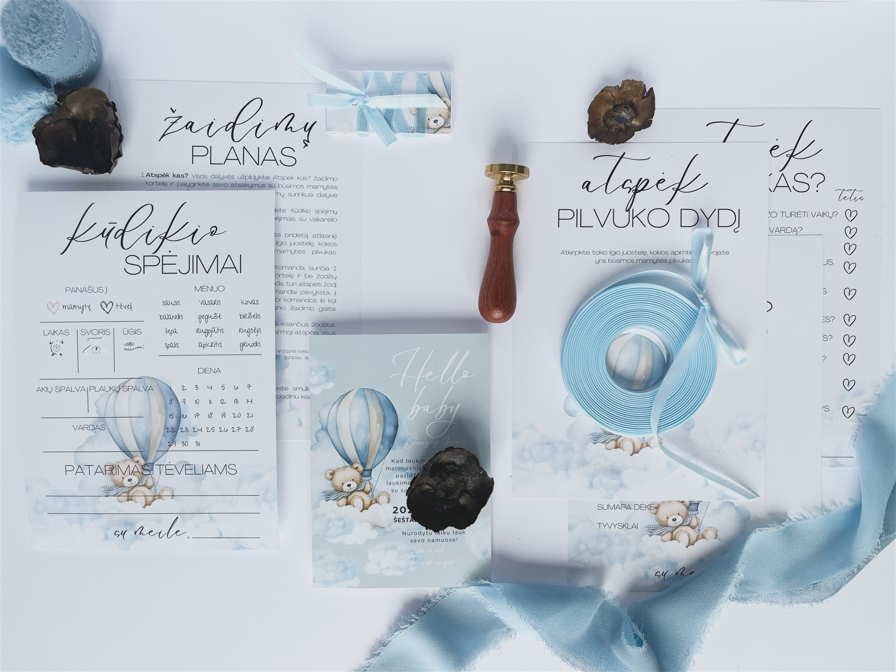 Žaidimų kortelės Kūdikio sutiktuvėms Little Bear’s Flight