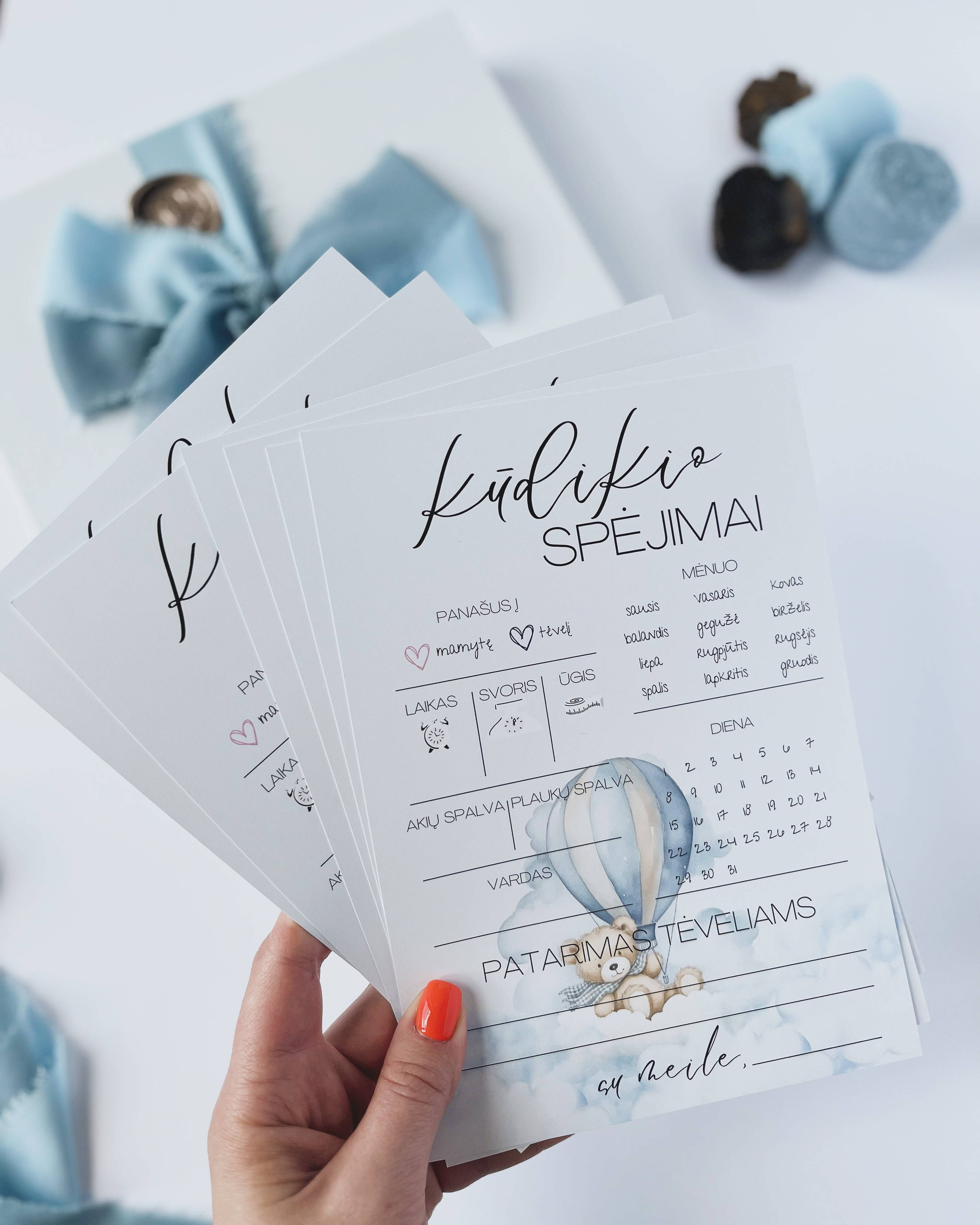 Žaidimų kortelės Kūdikio sutiktuvėms Little Bear’s Flight