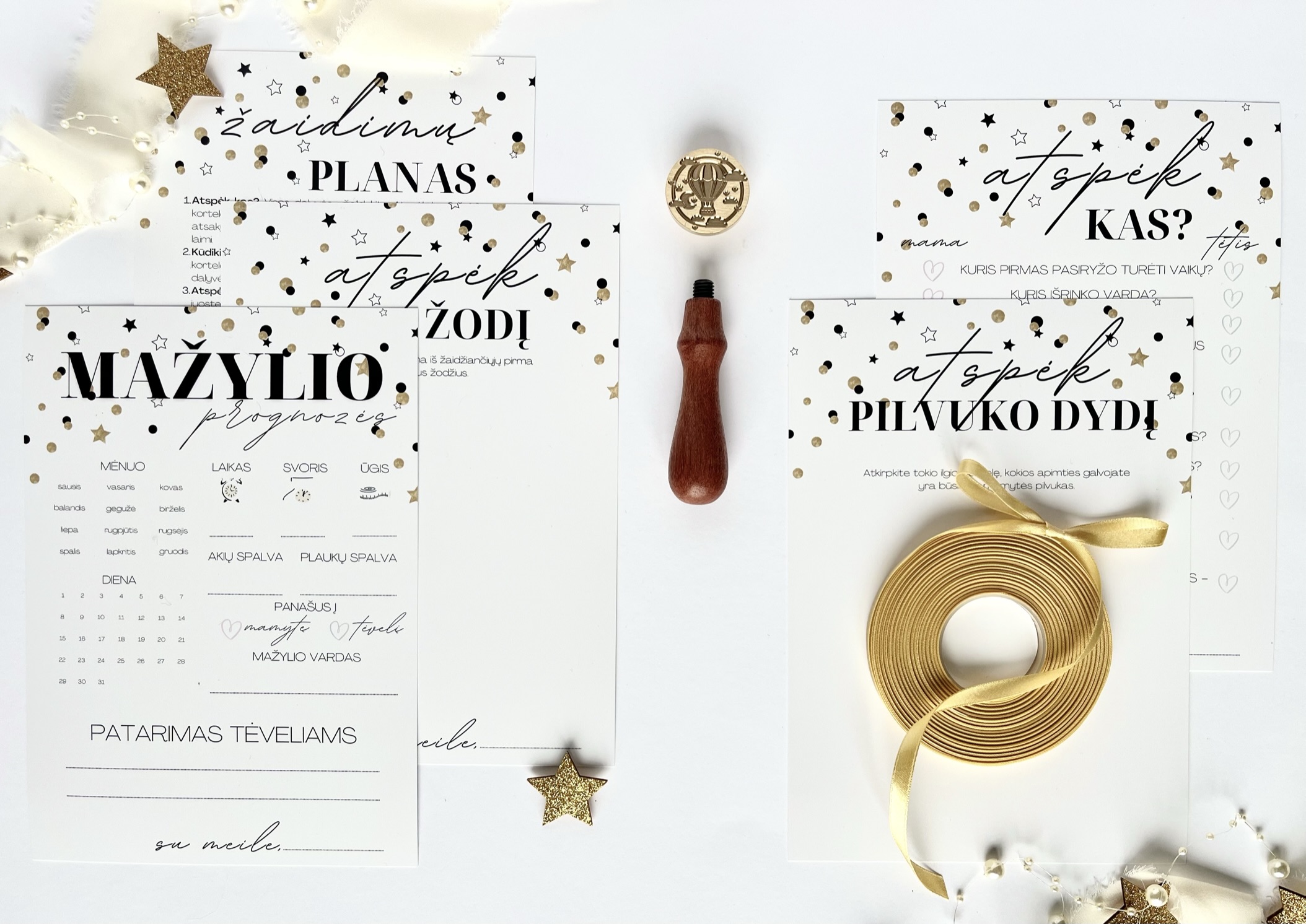 Žaidimų kortelės Kūdikio sutiktuvėms Stars