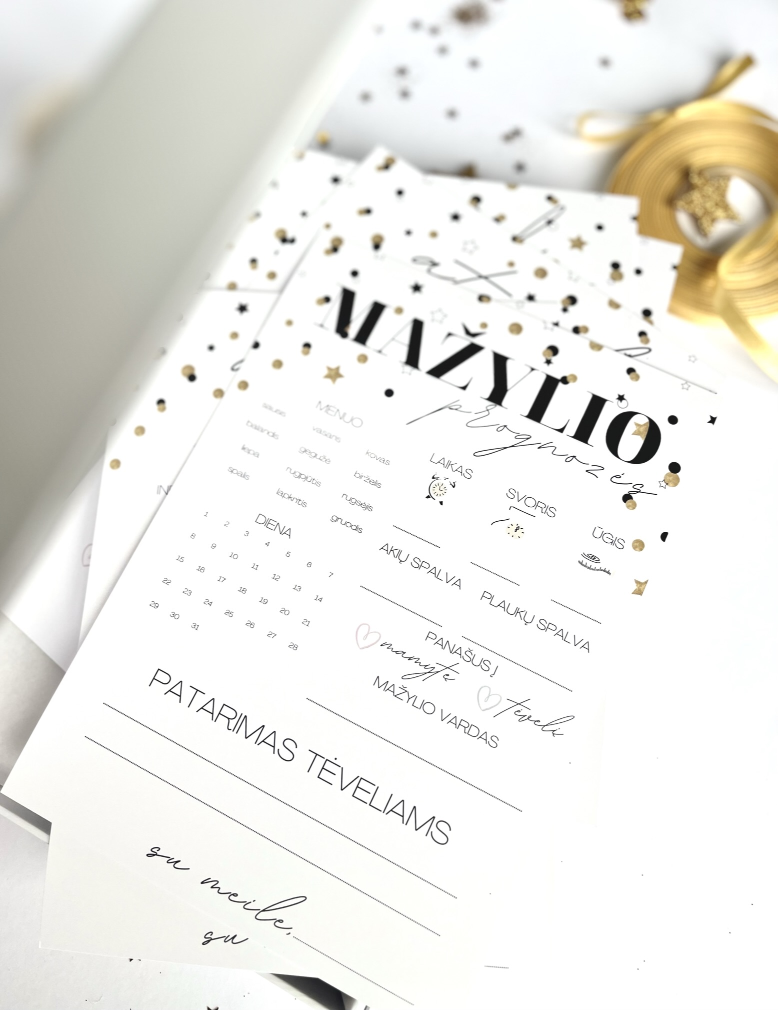 Žaidimų kortelės Kūdikio sutiktuvėms Stars