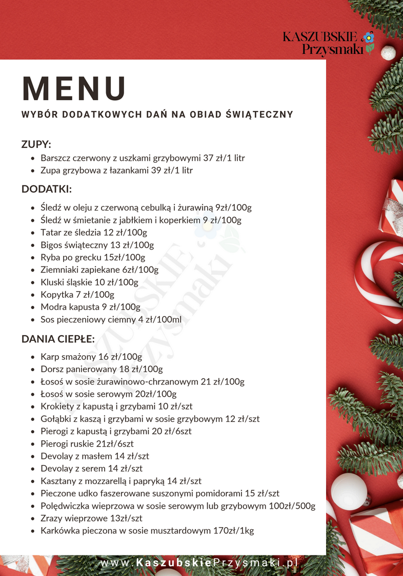 DANIA DODATKOWE - CATERING BOŻE NARODZENIE 2025