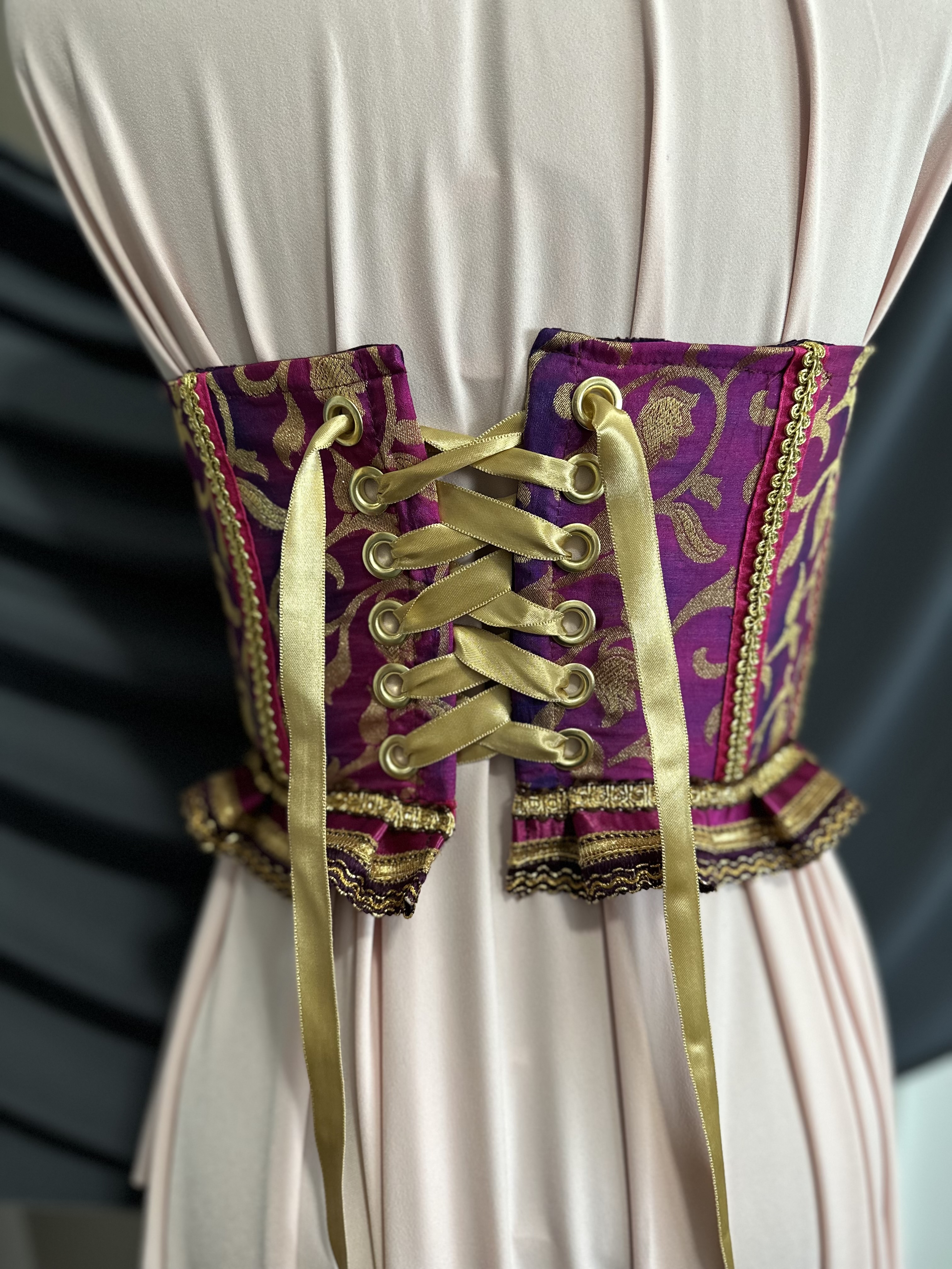Ovtavia: Pink and Purple Brocade Corset