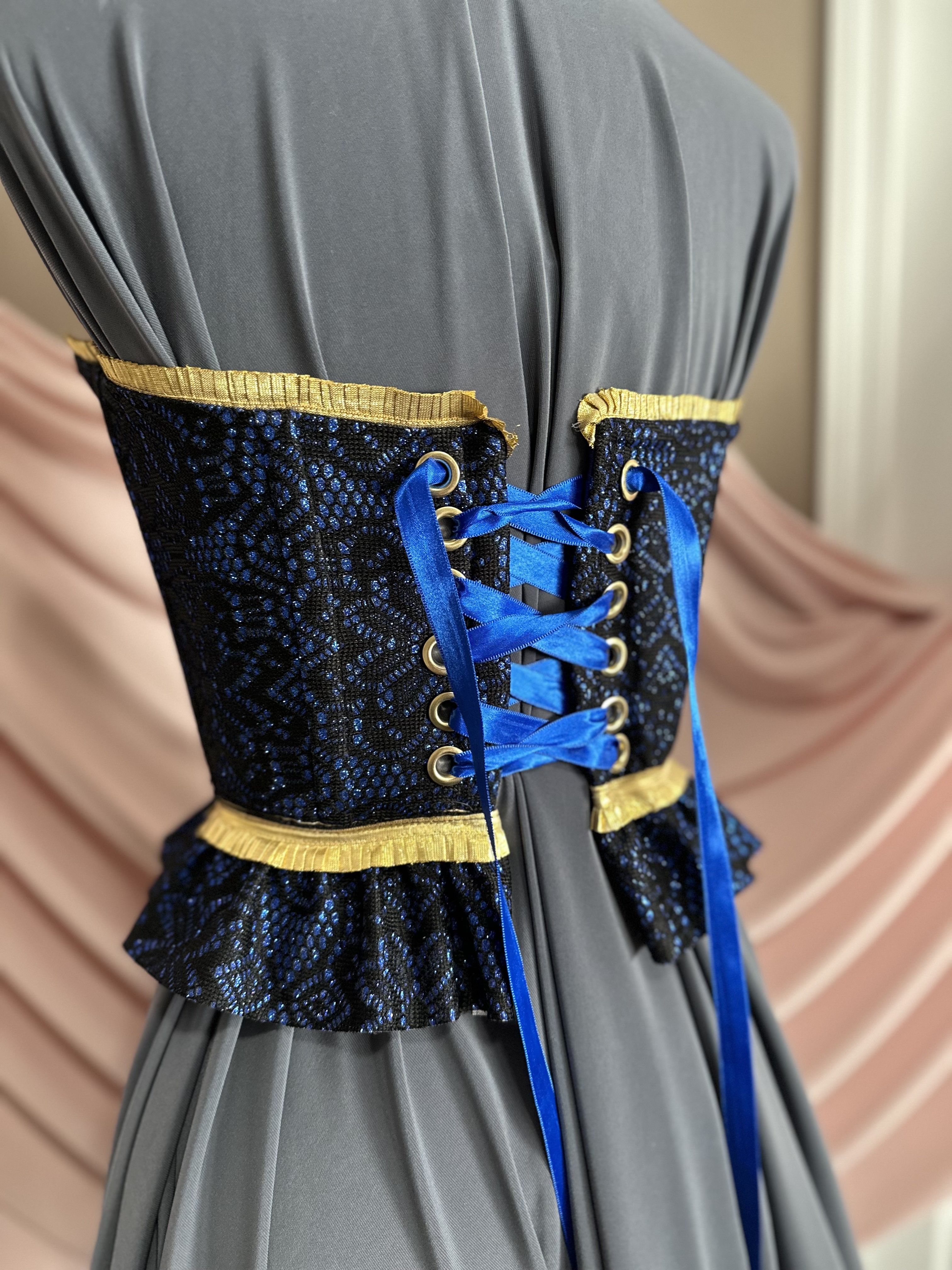 Alexandria: Navy and Gold Lace Corset