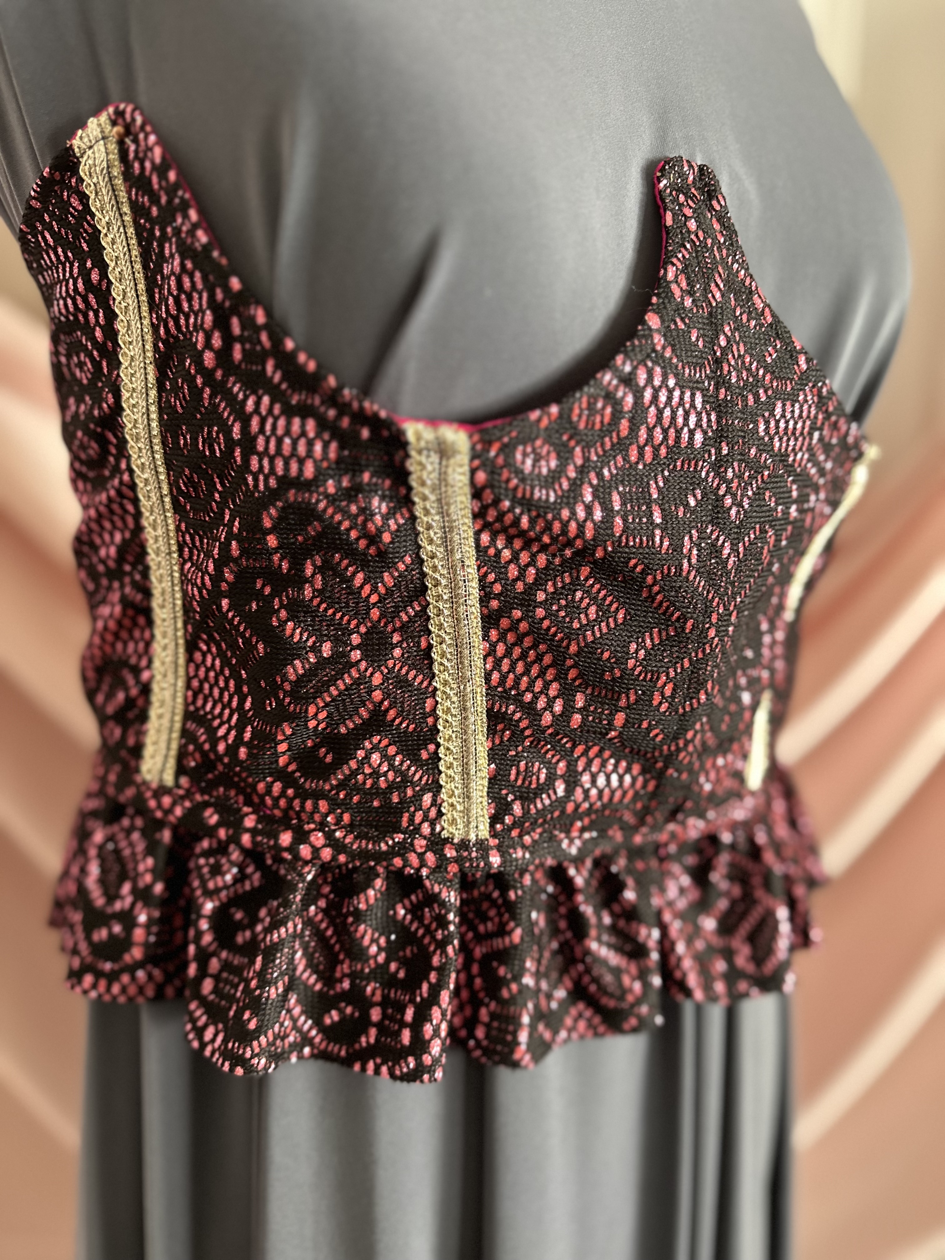 Valentina: Pink and Black Lace Corset 