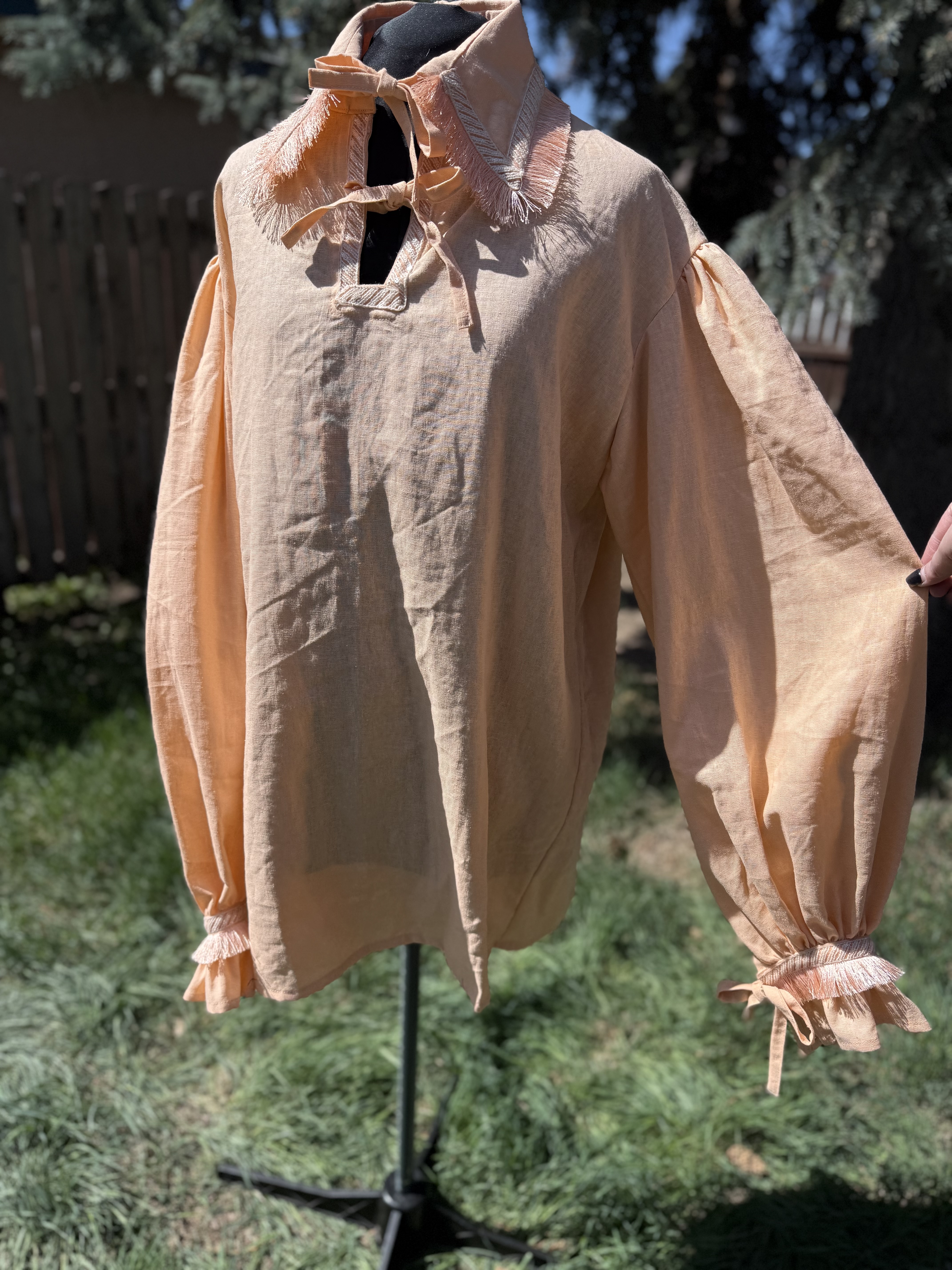 Peach Ruffled Collar Shirt