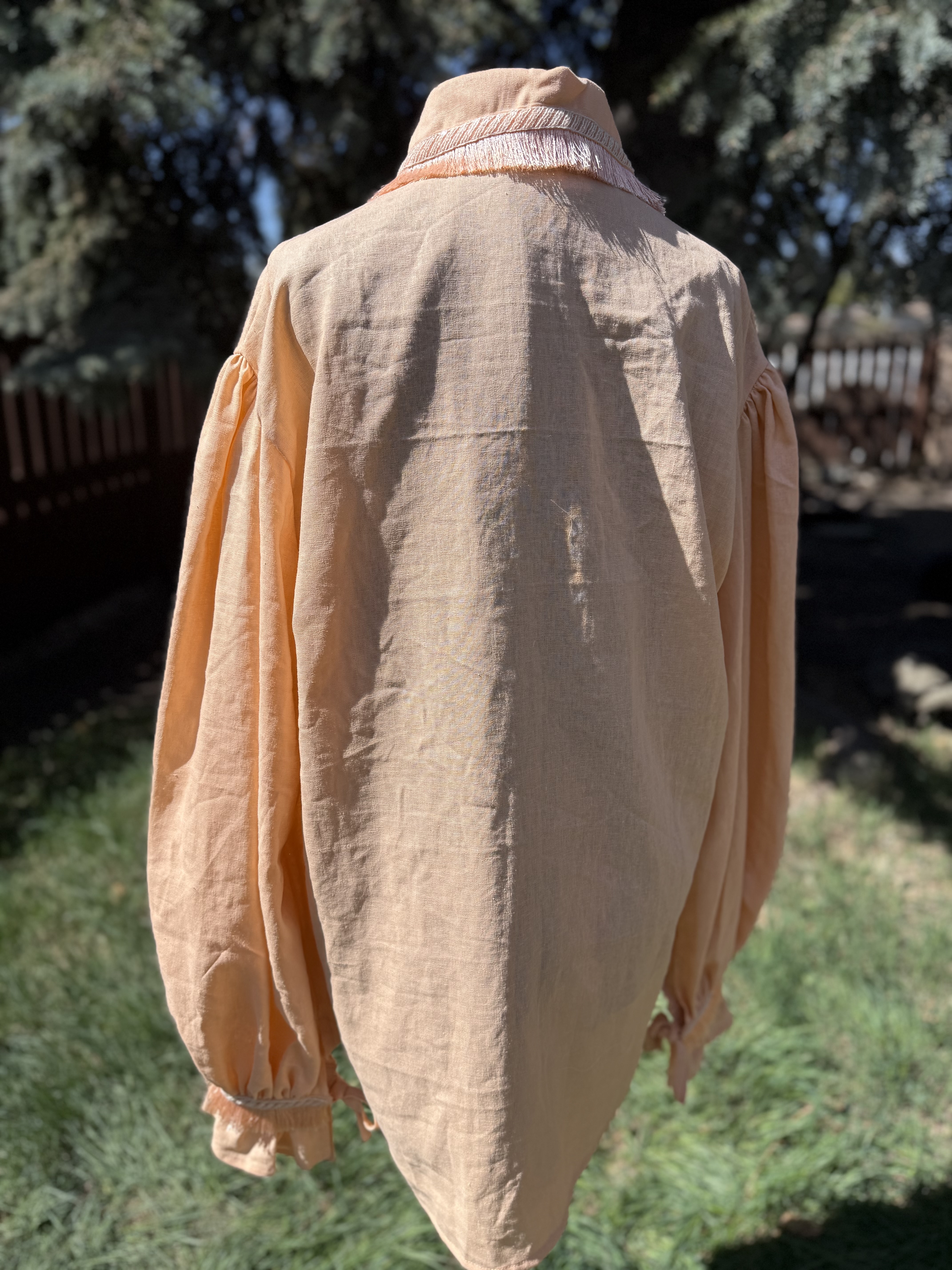 Peach Ruffled Collar Shirt