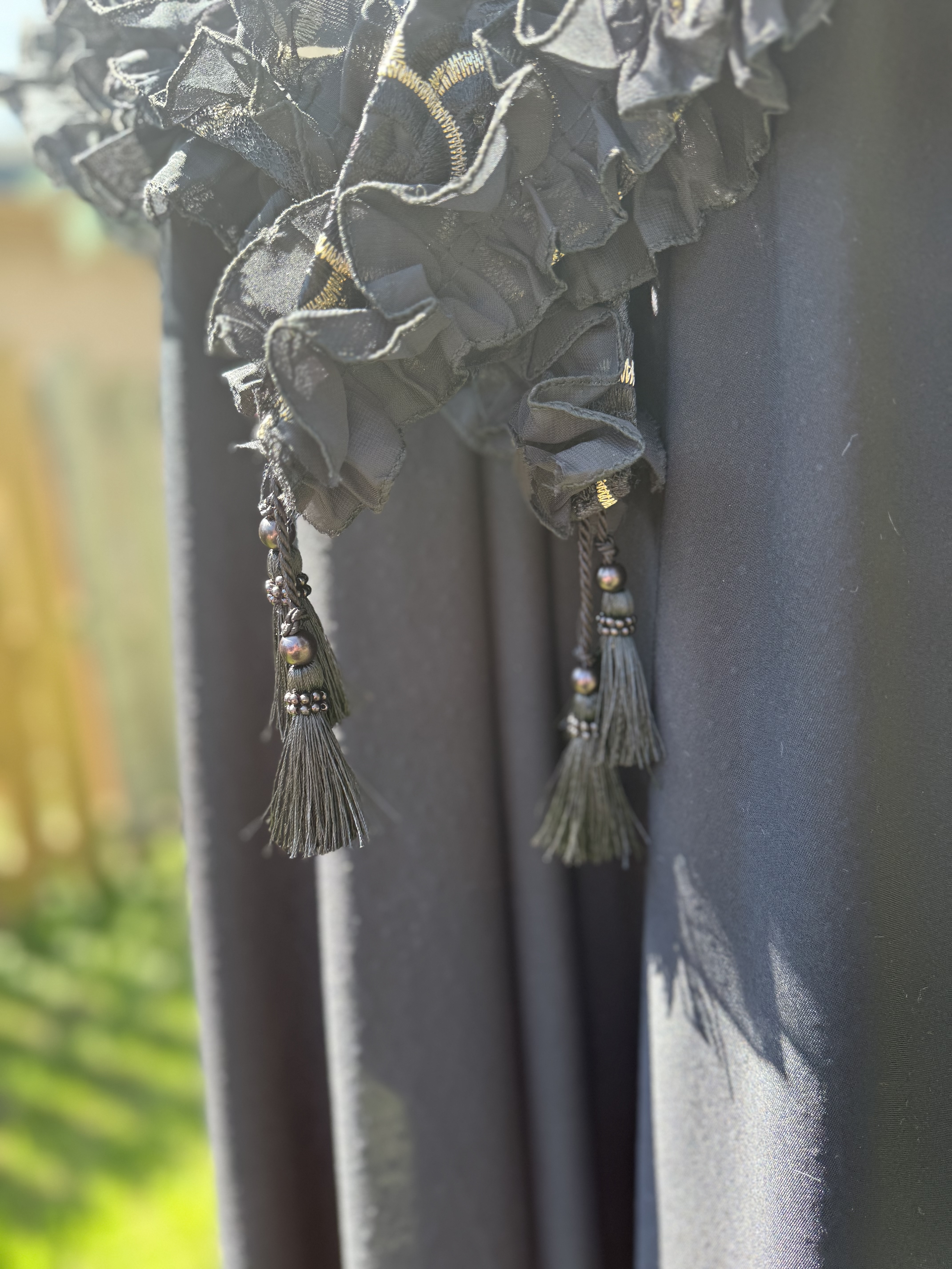 Marcellina: Embroidered Black and Gold Shawl