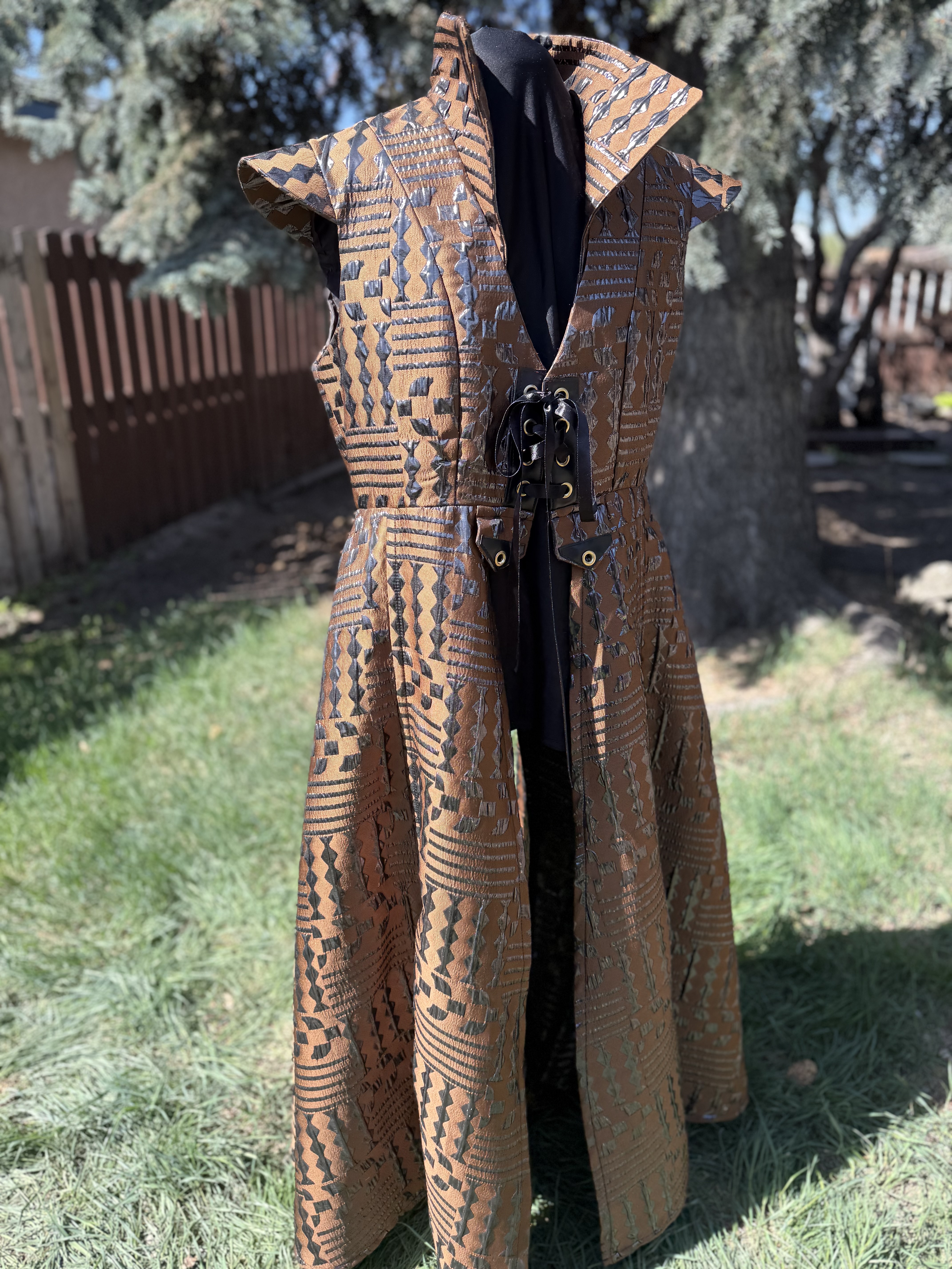 Brown Patterned Corset-Coat