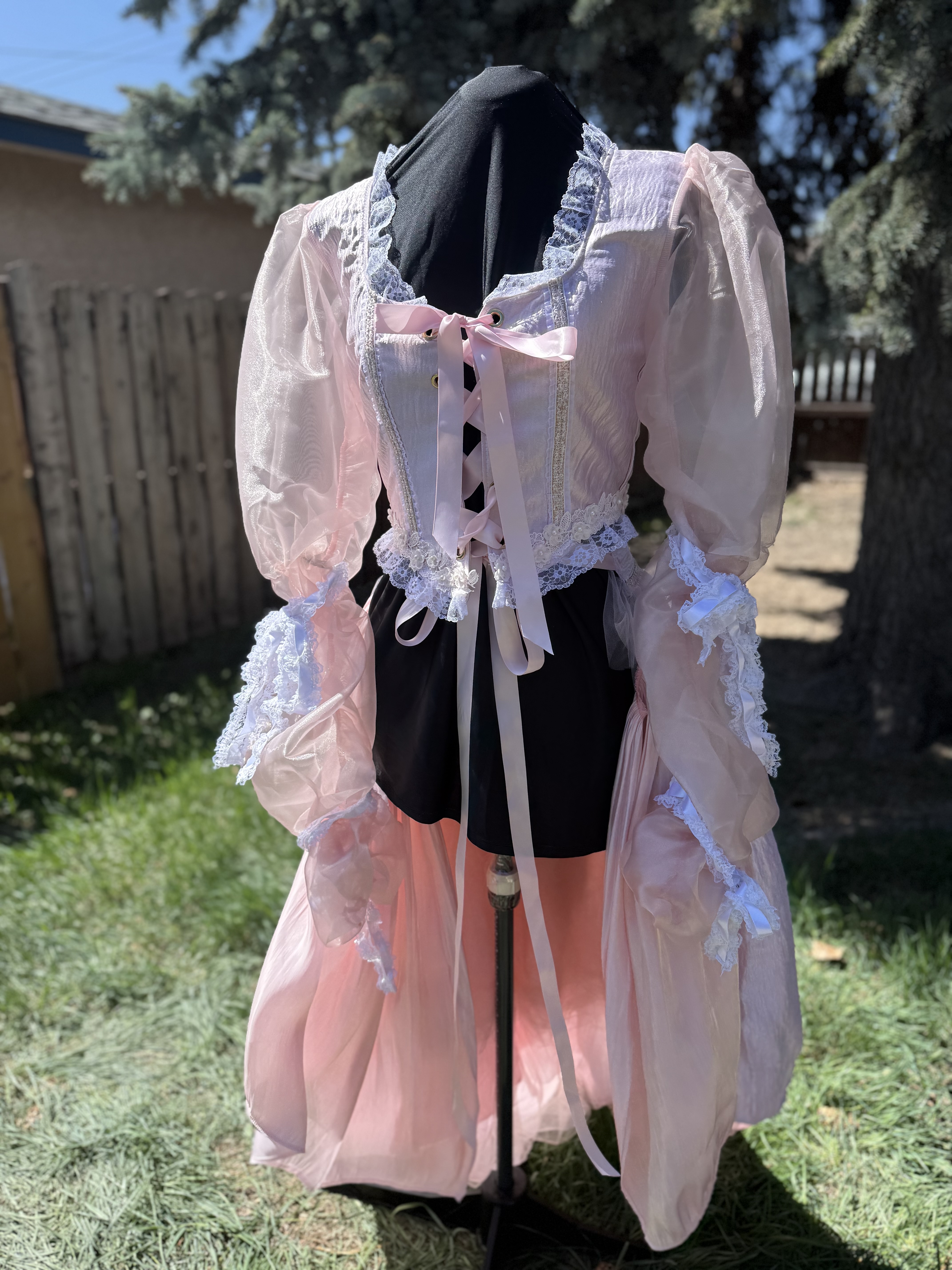 Poofy Pink Lace Top and half Skirt