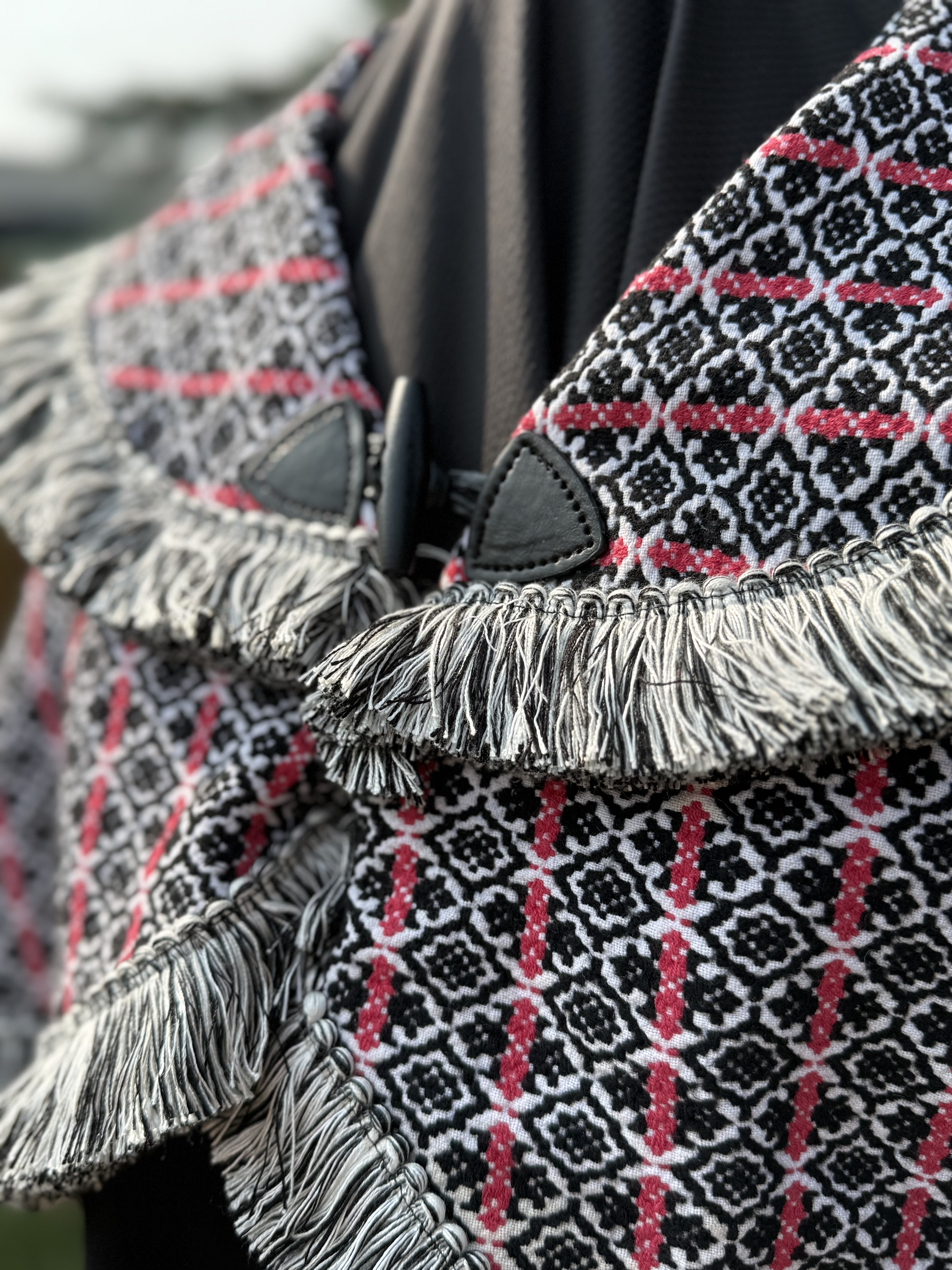 Patterned Capelet With Fringe