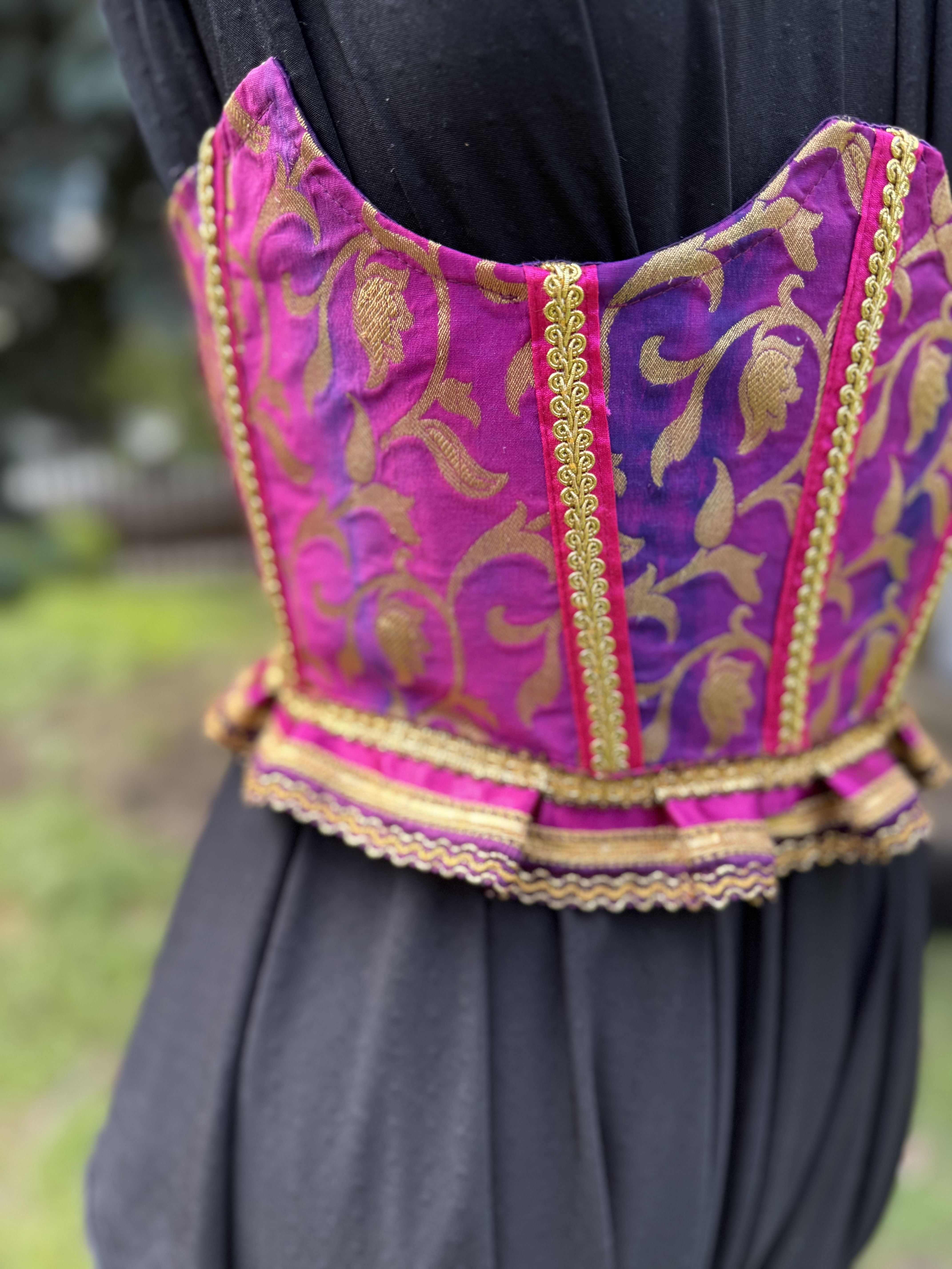 Ovtavia: Pink and Purple Brocade Corset
