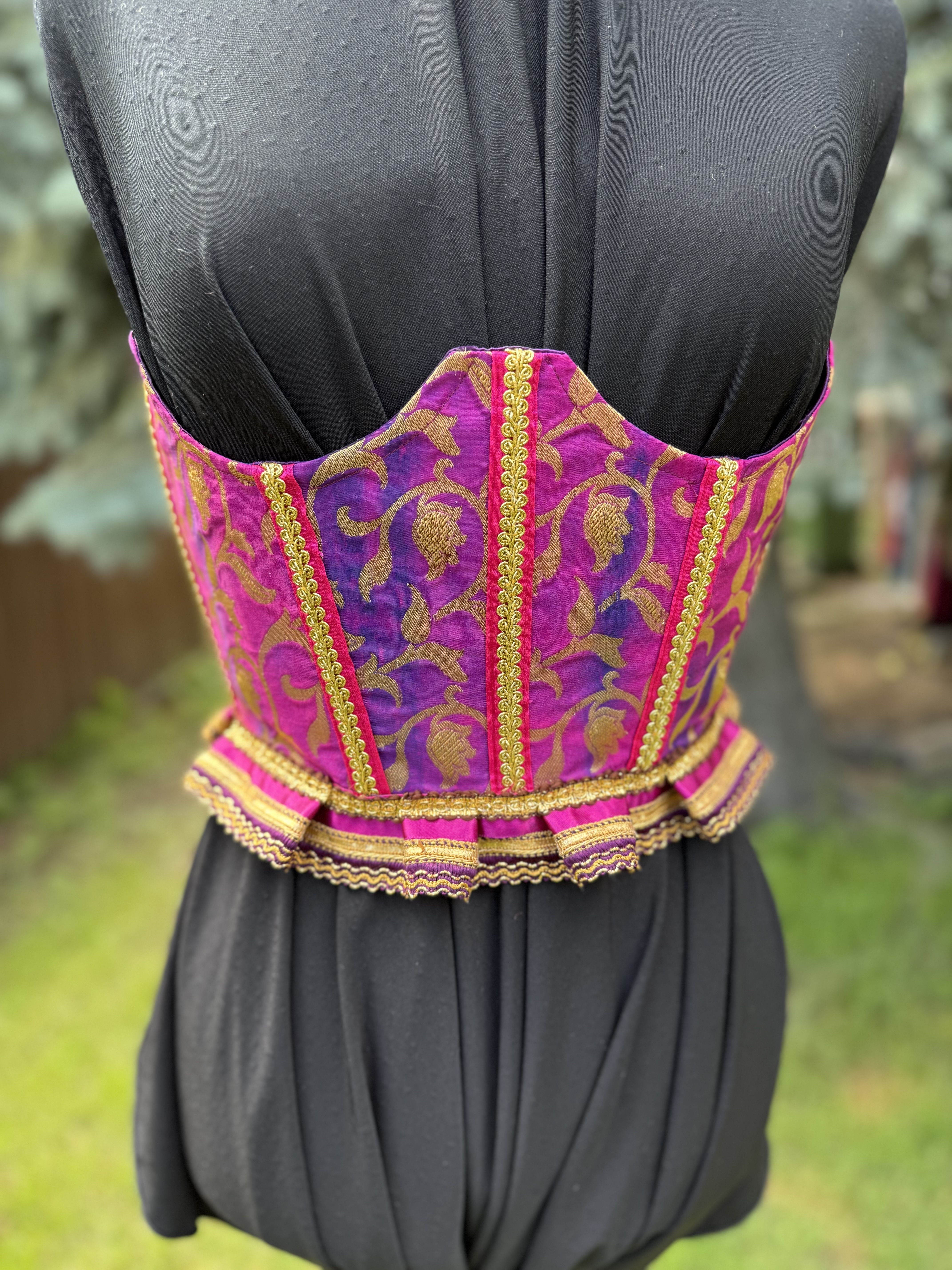 Ovtavia: Pink and Purple Brocade Corset