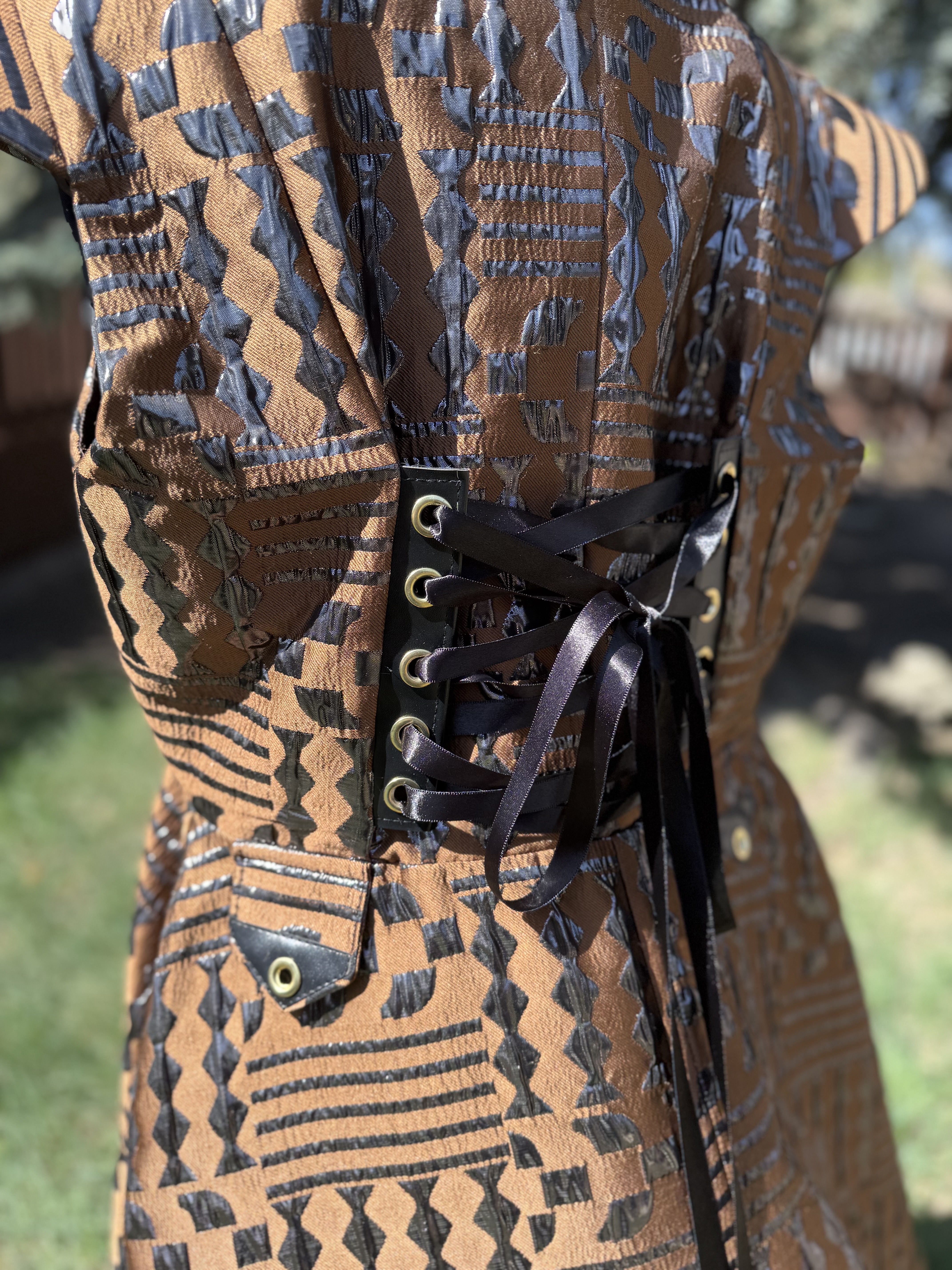 Brown Patterned Corset-Coat