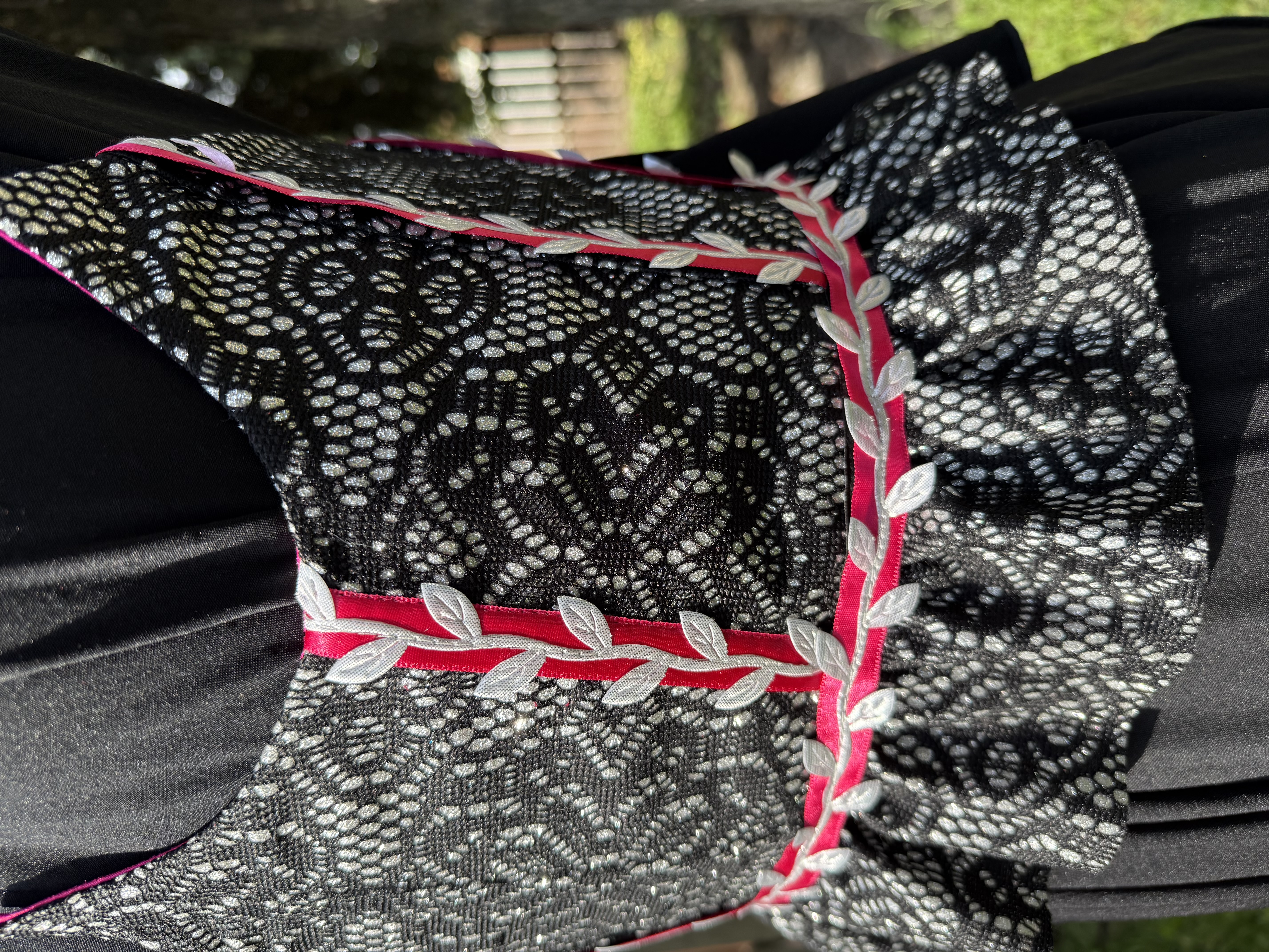Prisca: Black and Silver Lace Corset