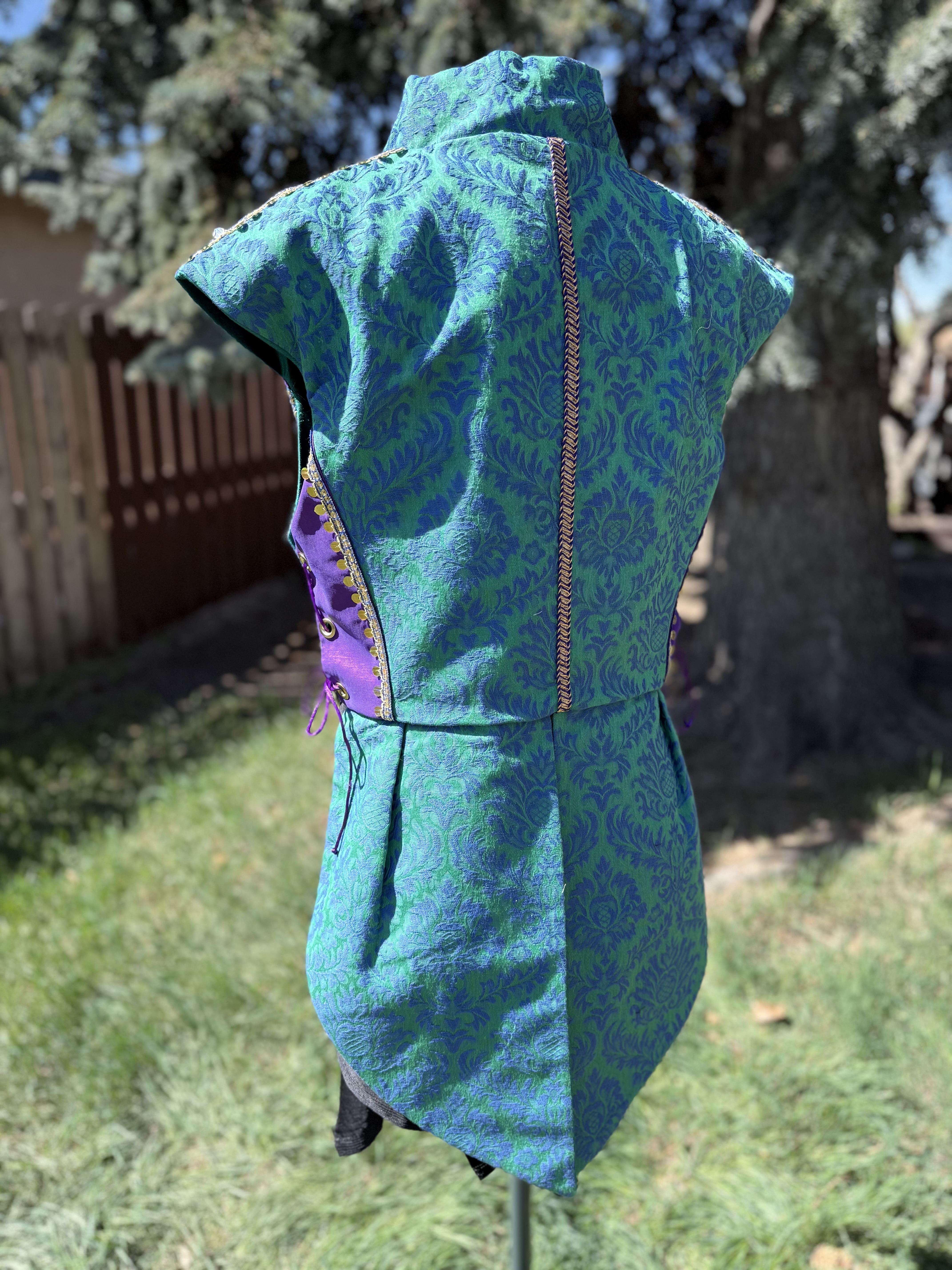 Purple & Cyan Brocade Corset Vest