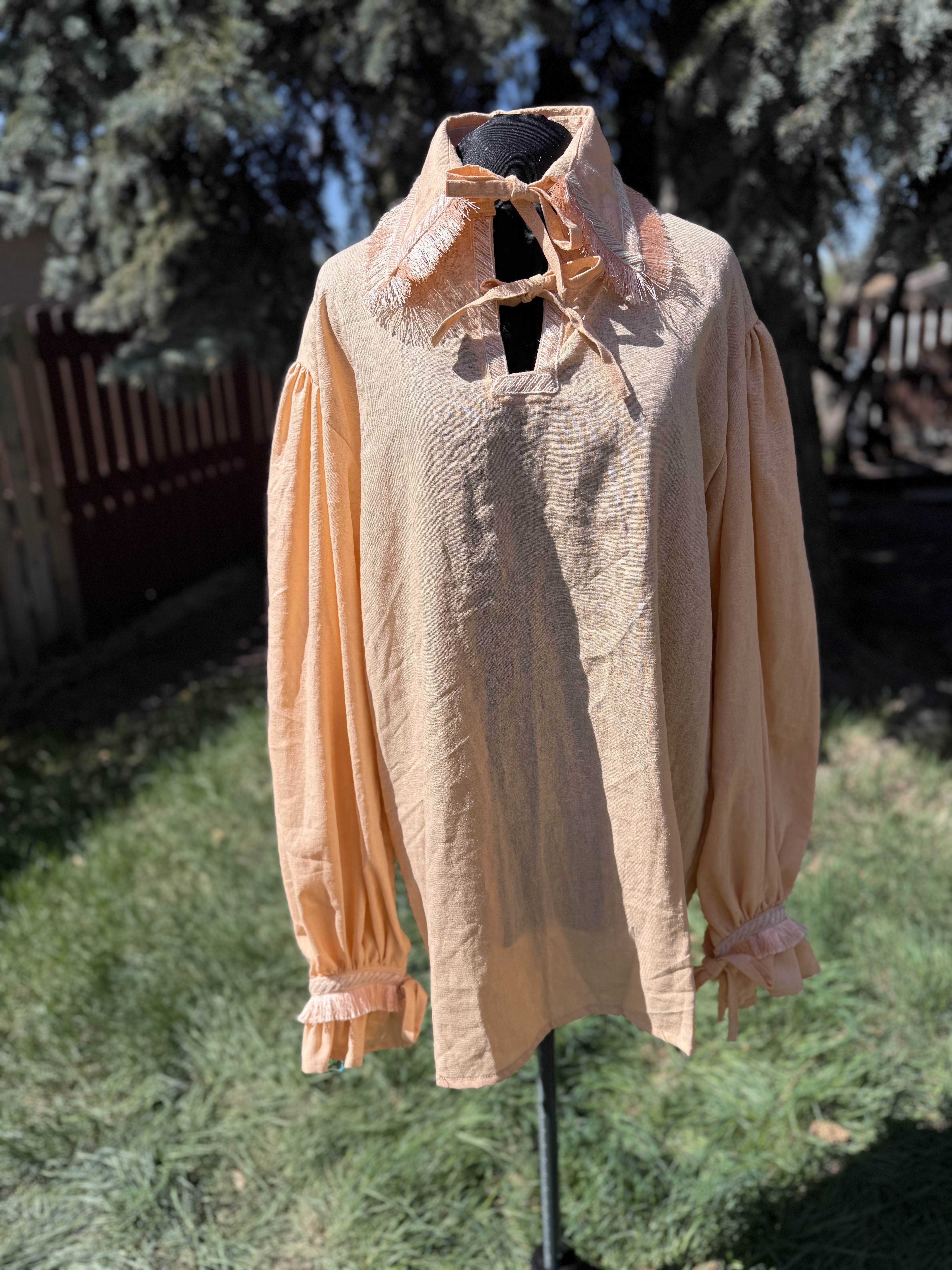 Peach Ruffled Collar Shirt