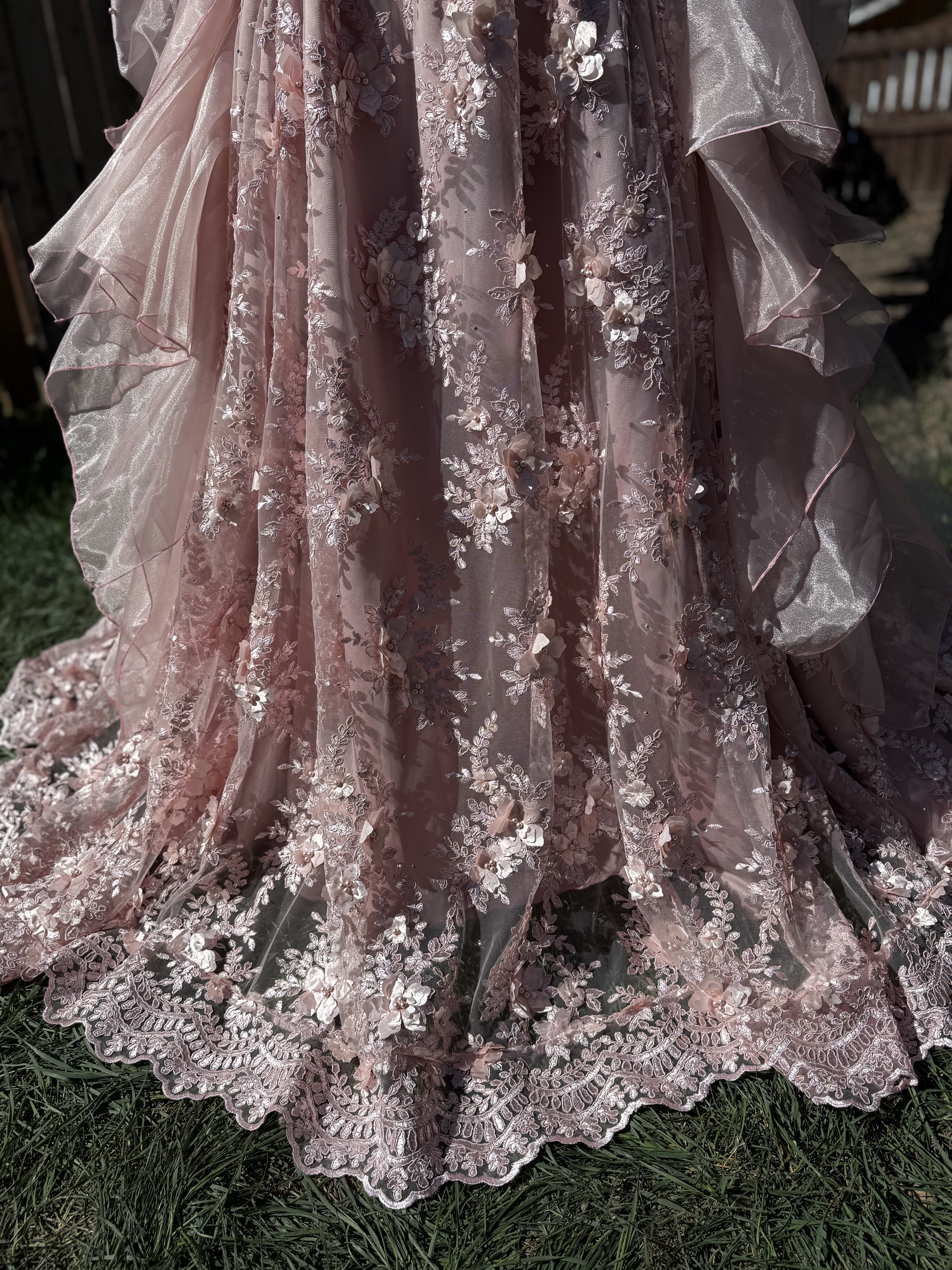 Blush Floral Lace Ball Gown