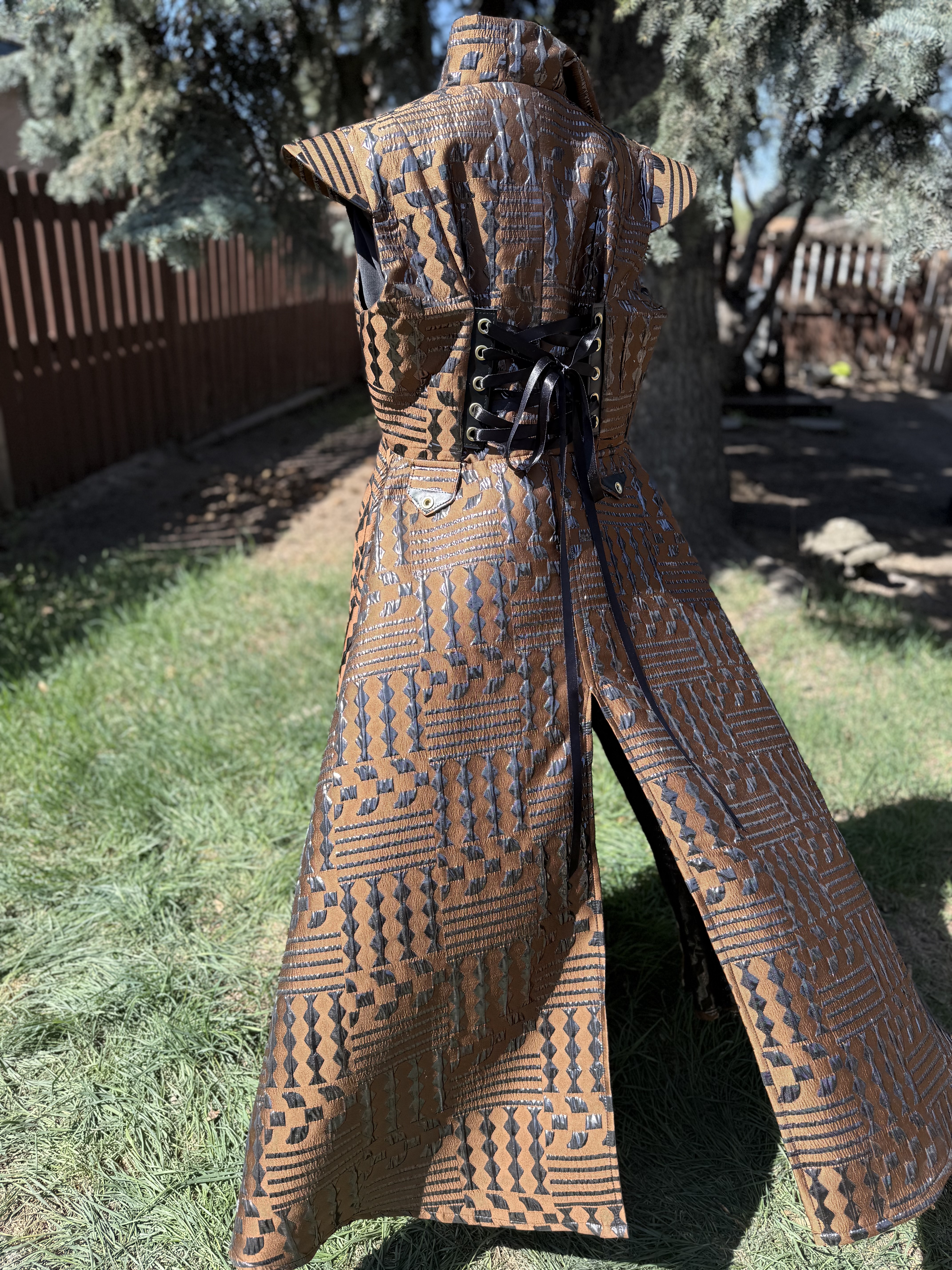Brown Patterned Corset-Coat