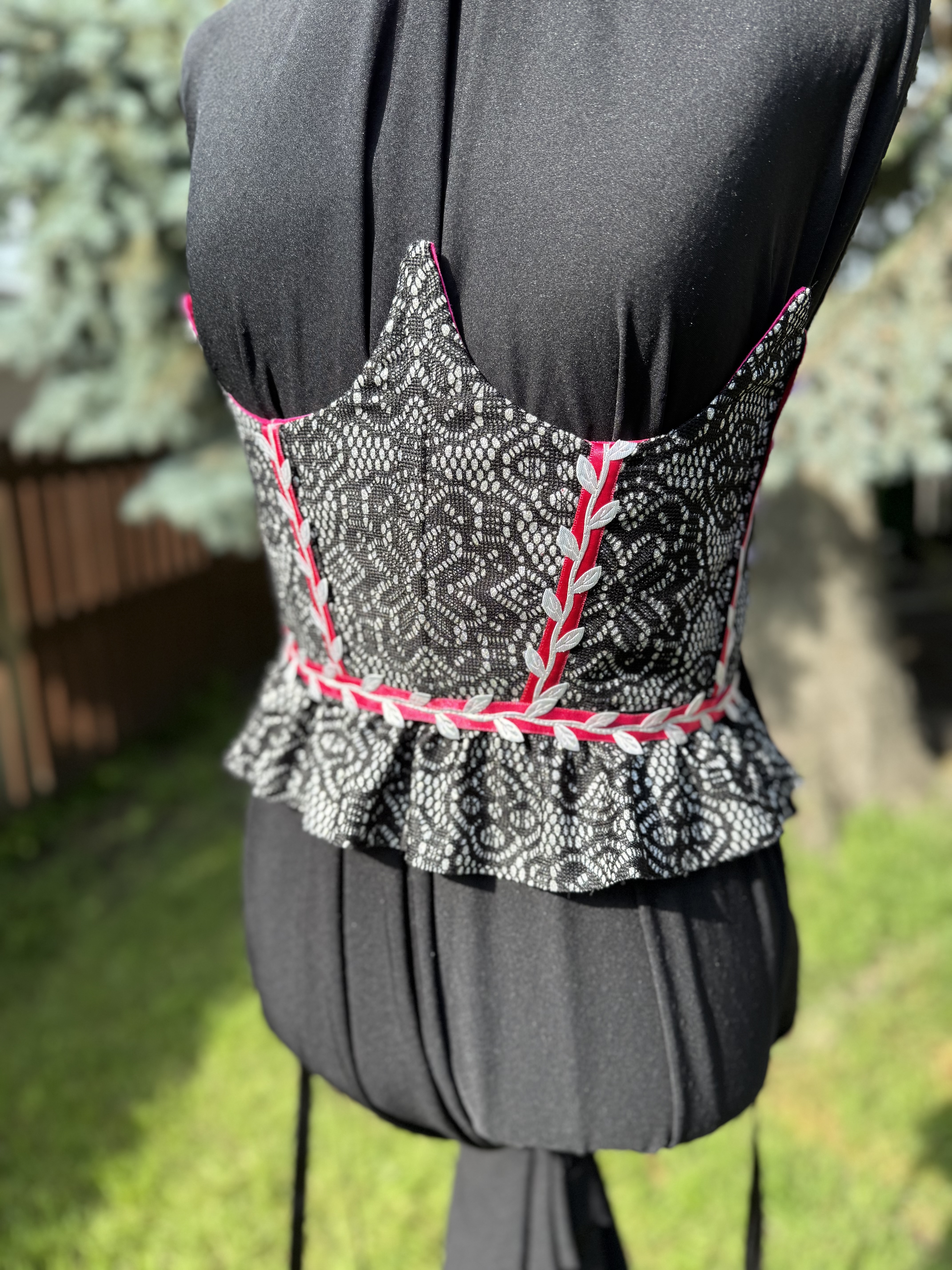 Prisca: Black and Silver Lace Corset