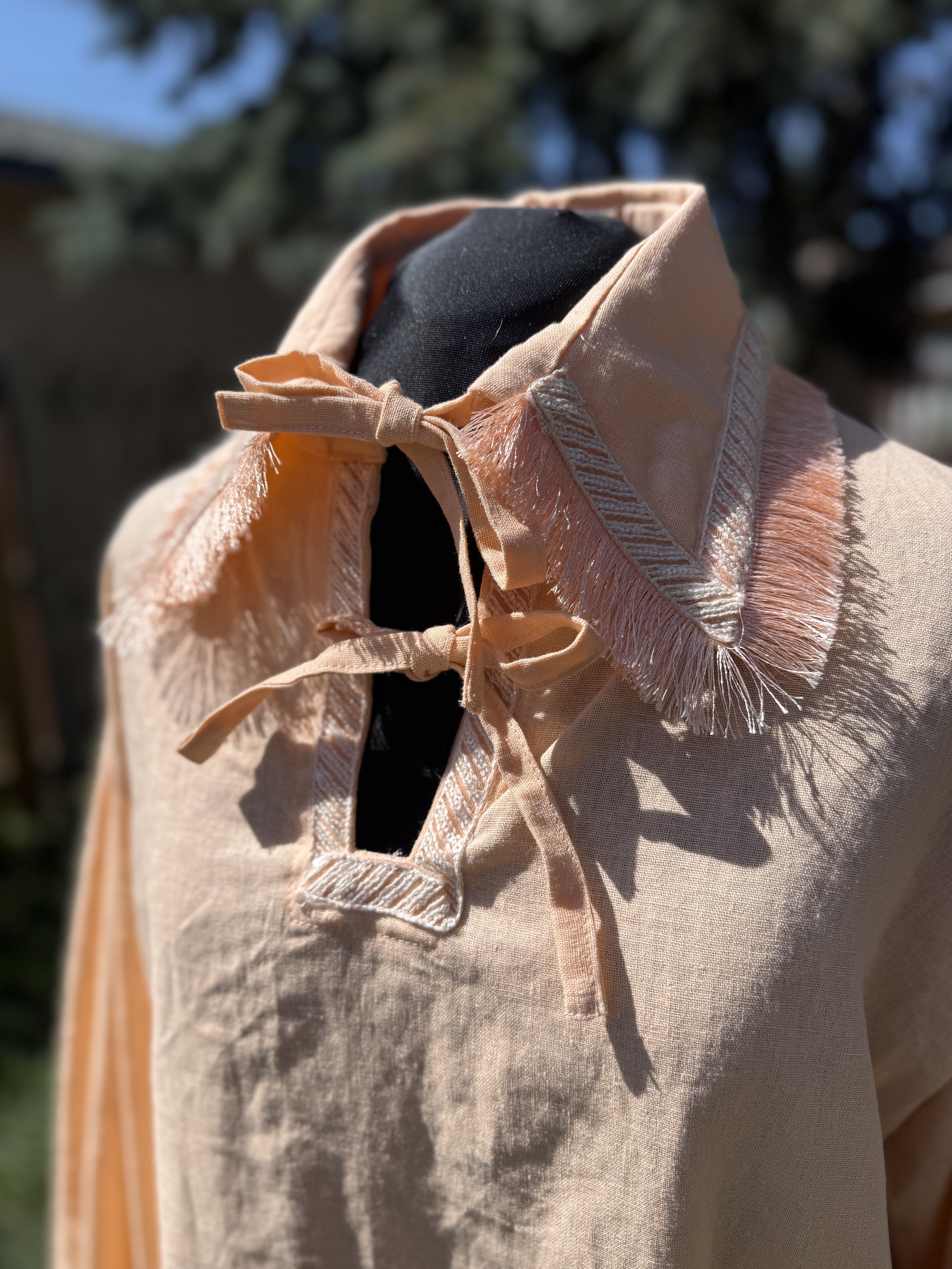 Peach Ruffled Collar Shirt