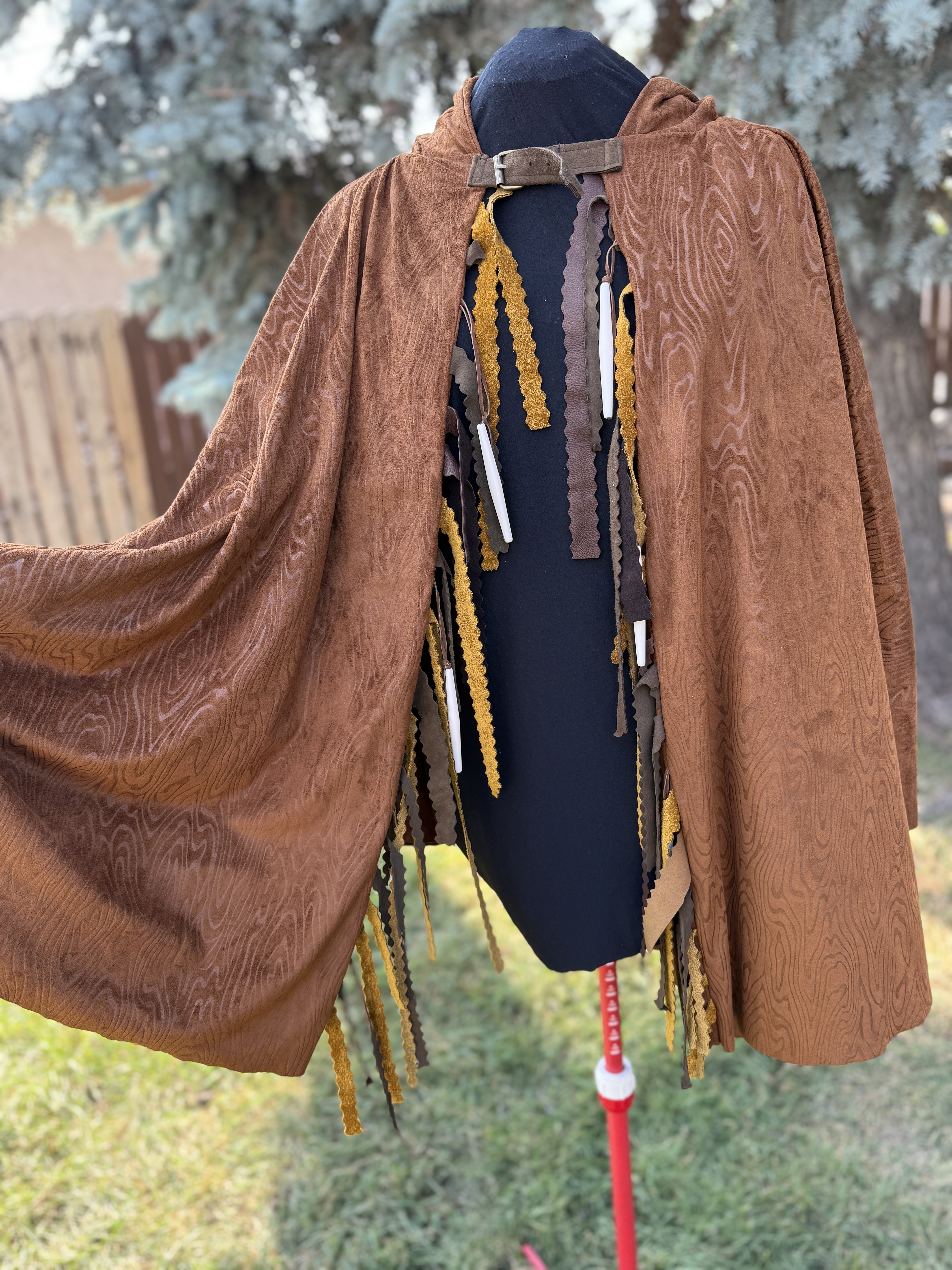 Faux Suede Wood-Grain Cloak