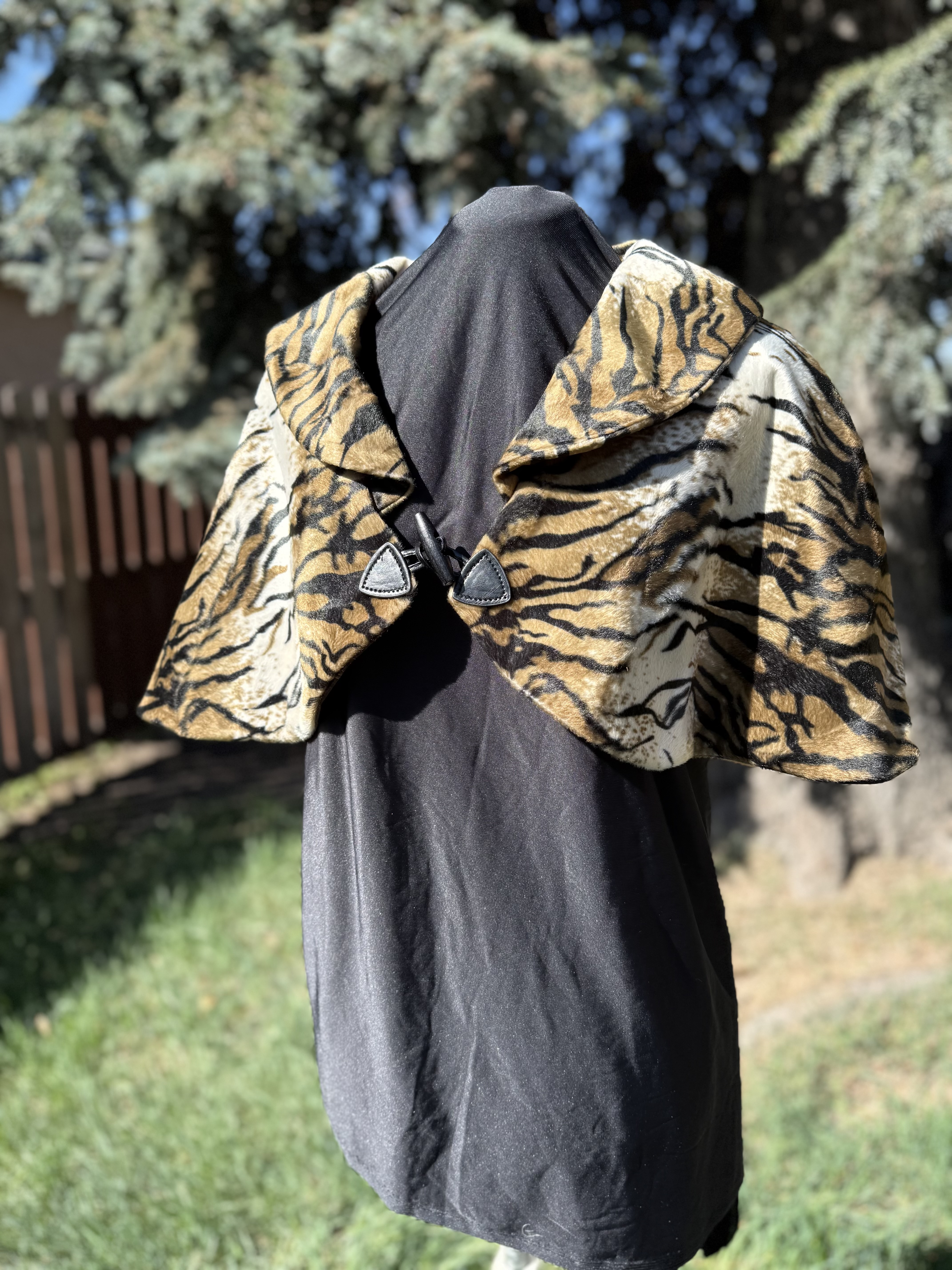 Tiger Print Faux Fur Capelet