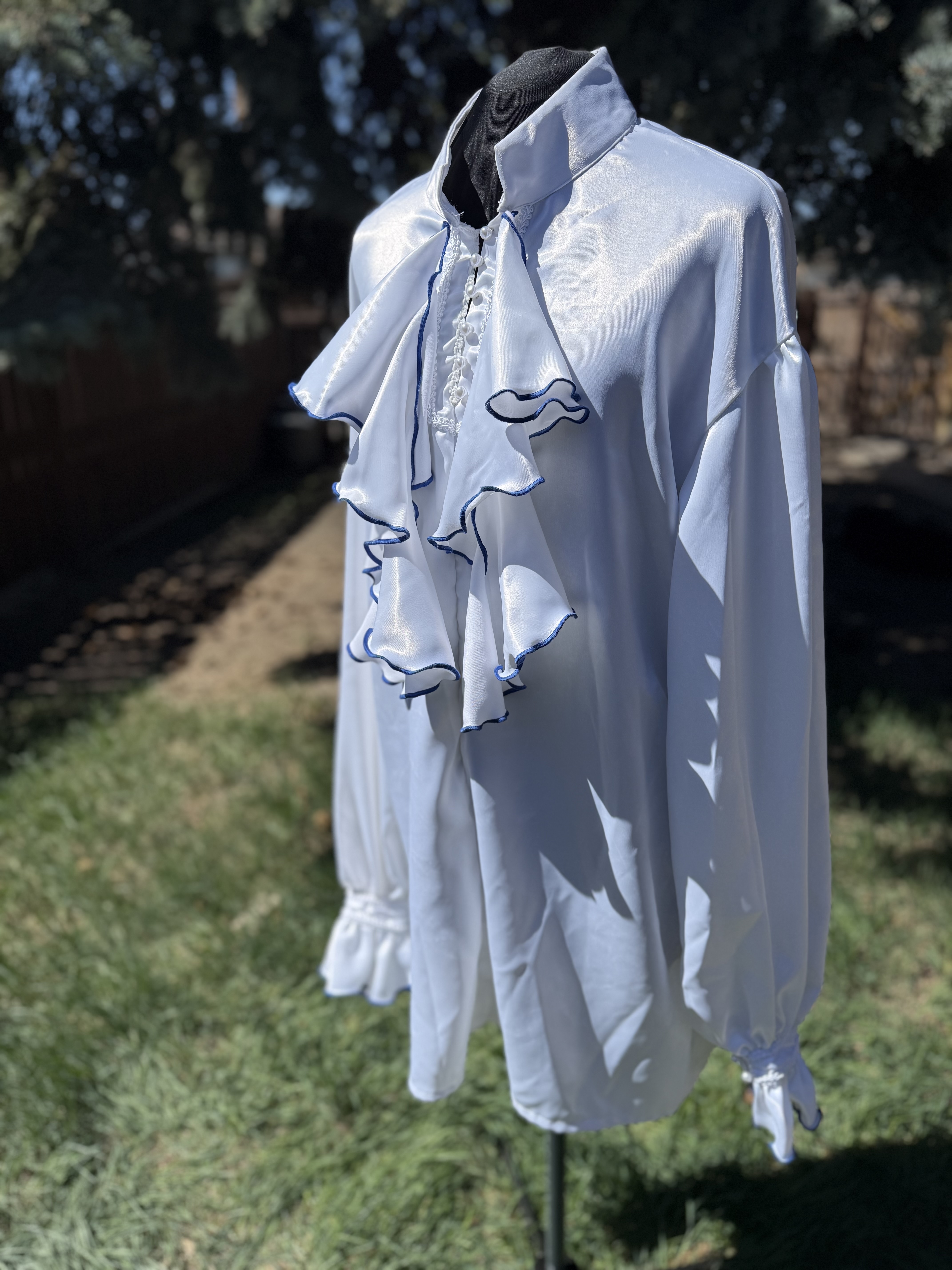 Ruffled White Satin Shirt