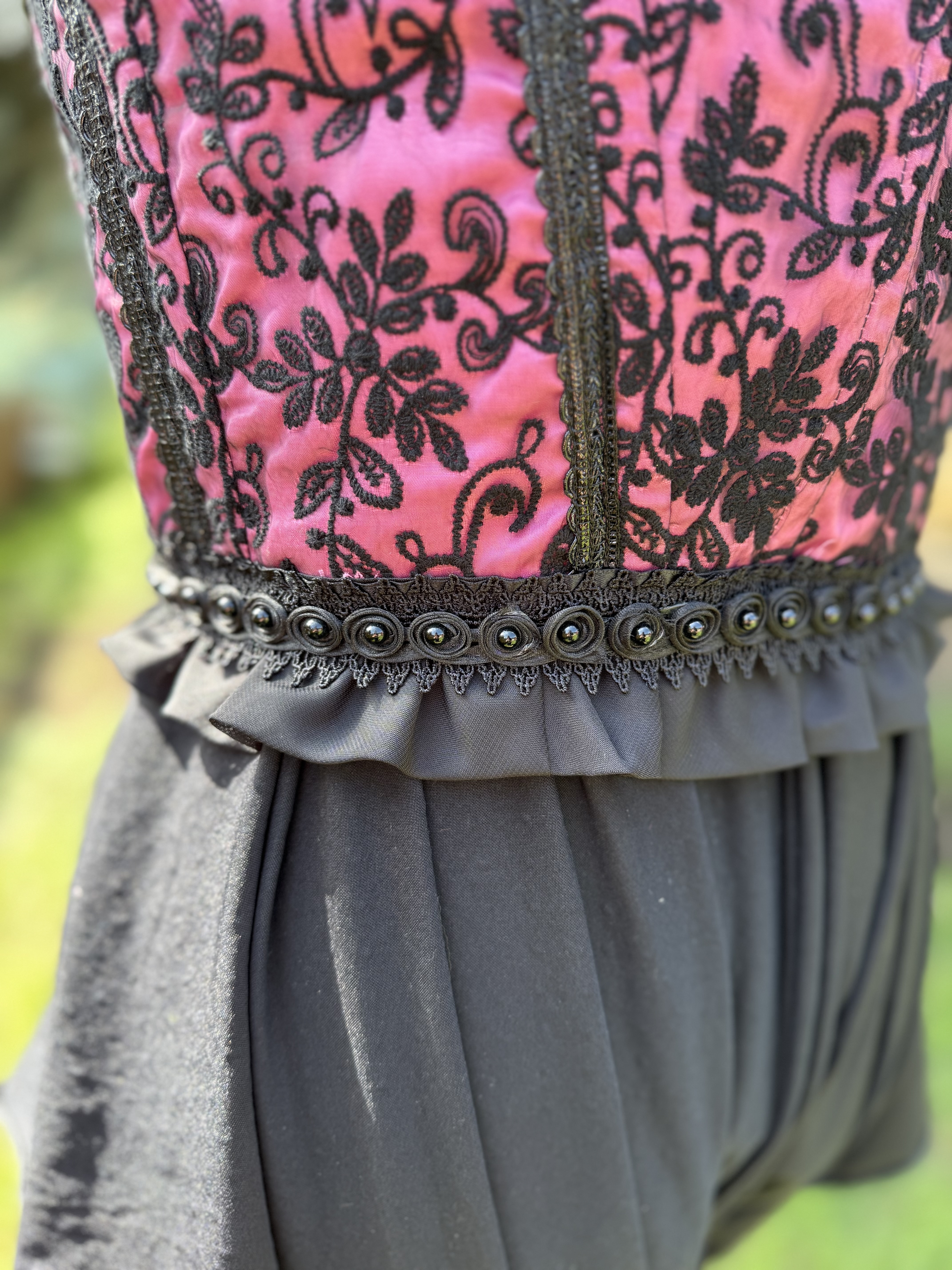 Victoria: Pink and Black Brocade Corset 