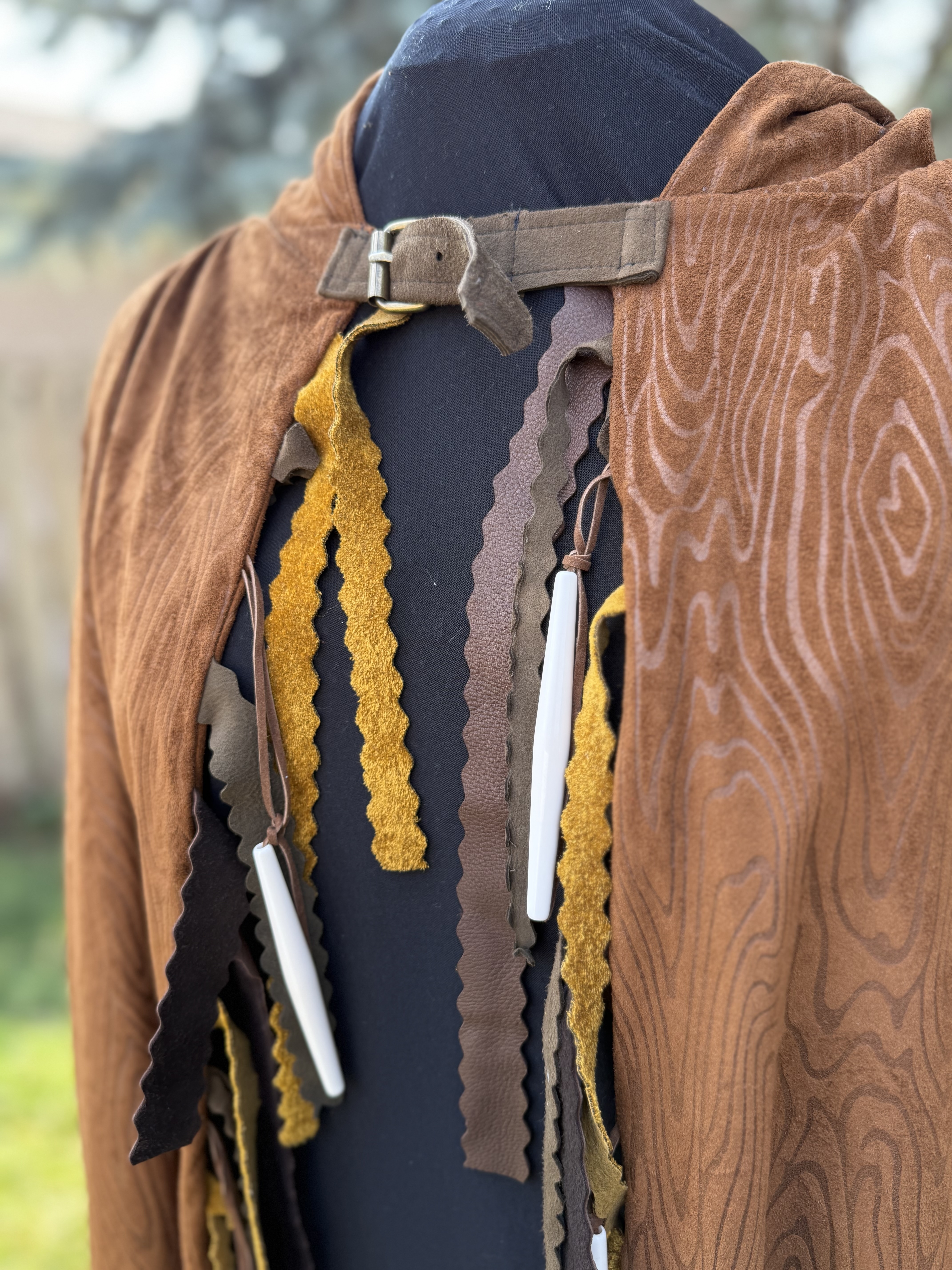 Faux Suede Wood-Grain Cloak
