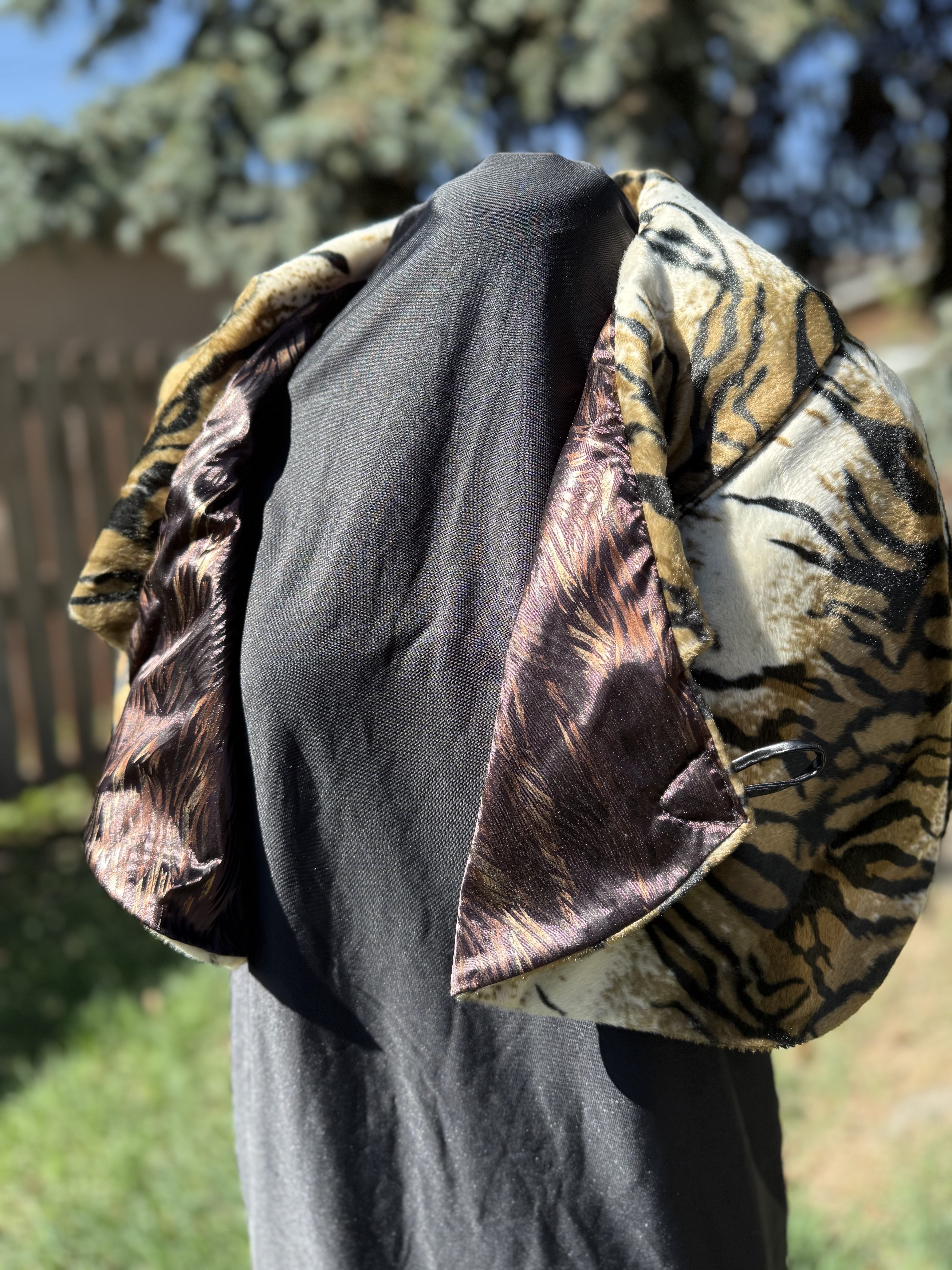 Tiger Print Faux Fur Capelet