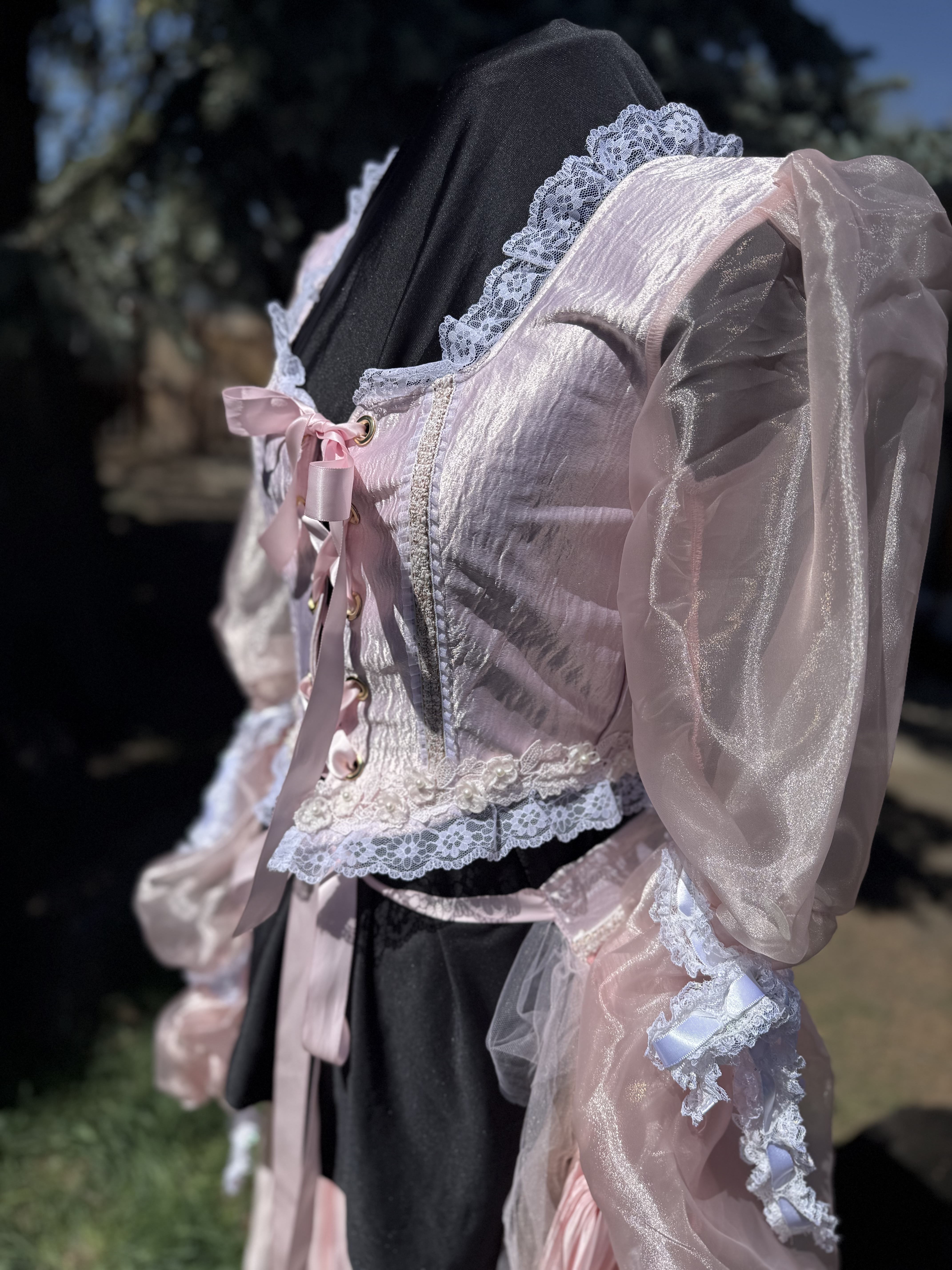 Poofy Pink Lace Top and half Skirt