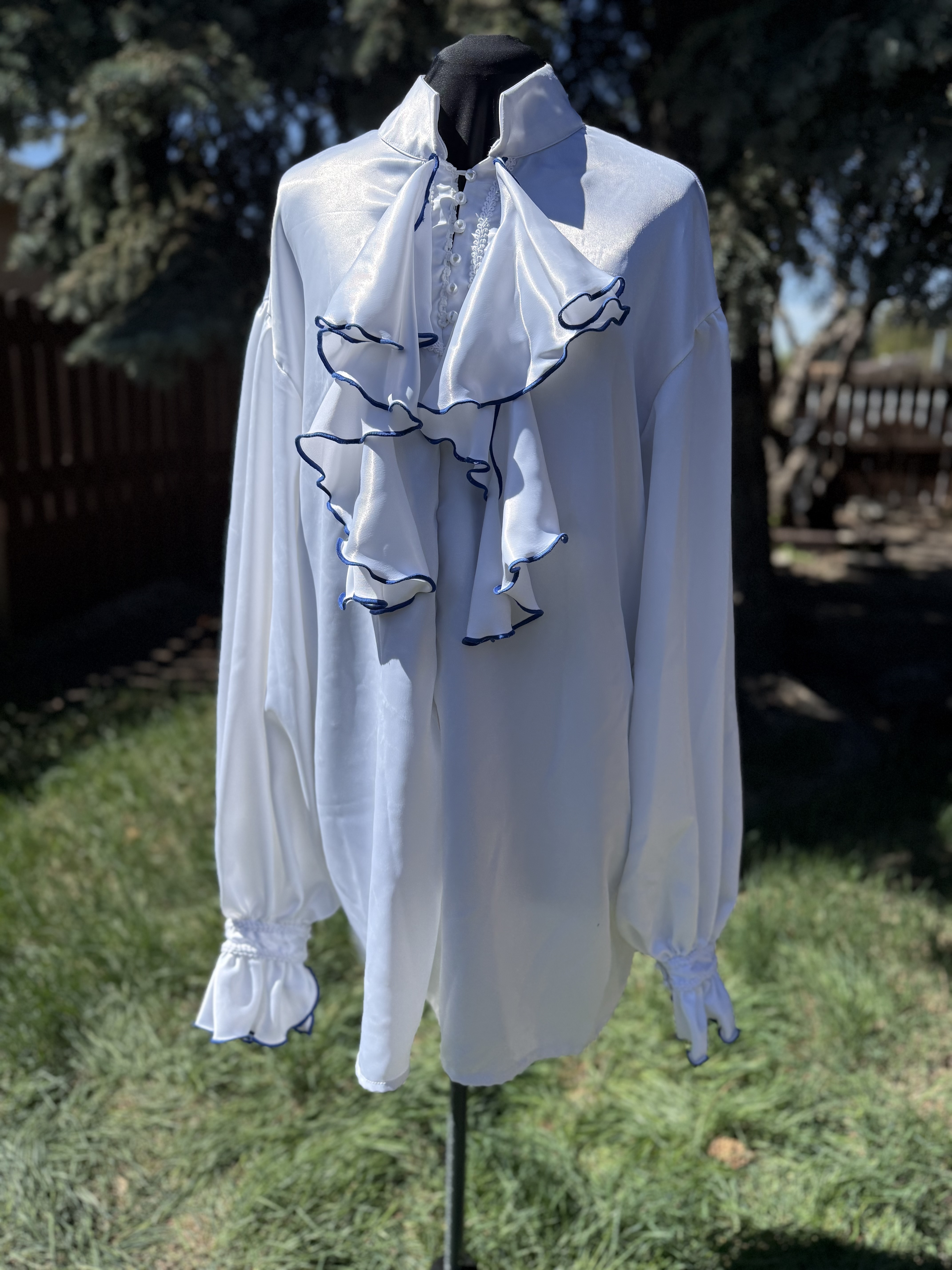 Ruffled White Satin Shirt