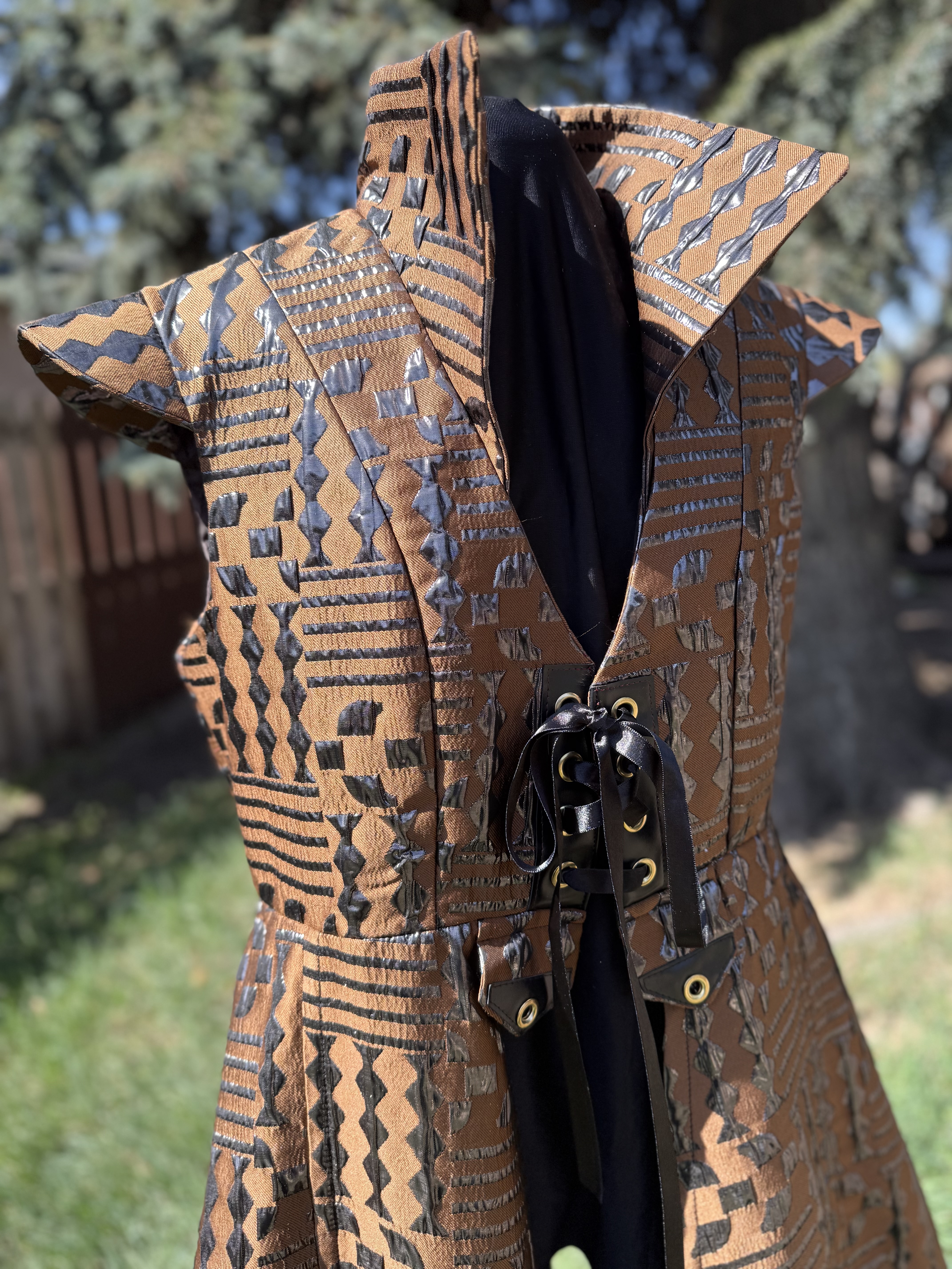 Brown Patterned Corset-Coat