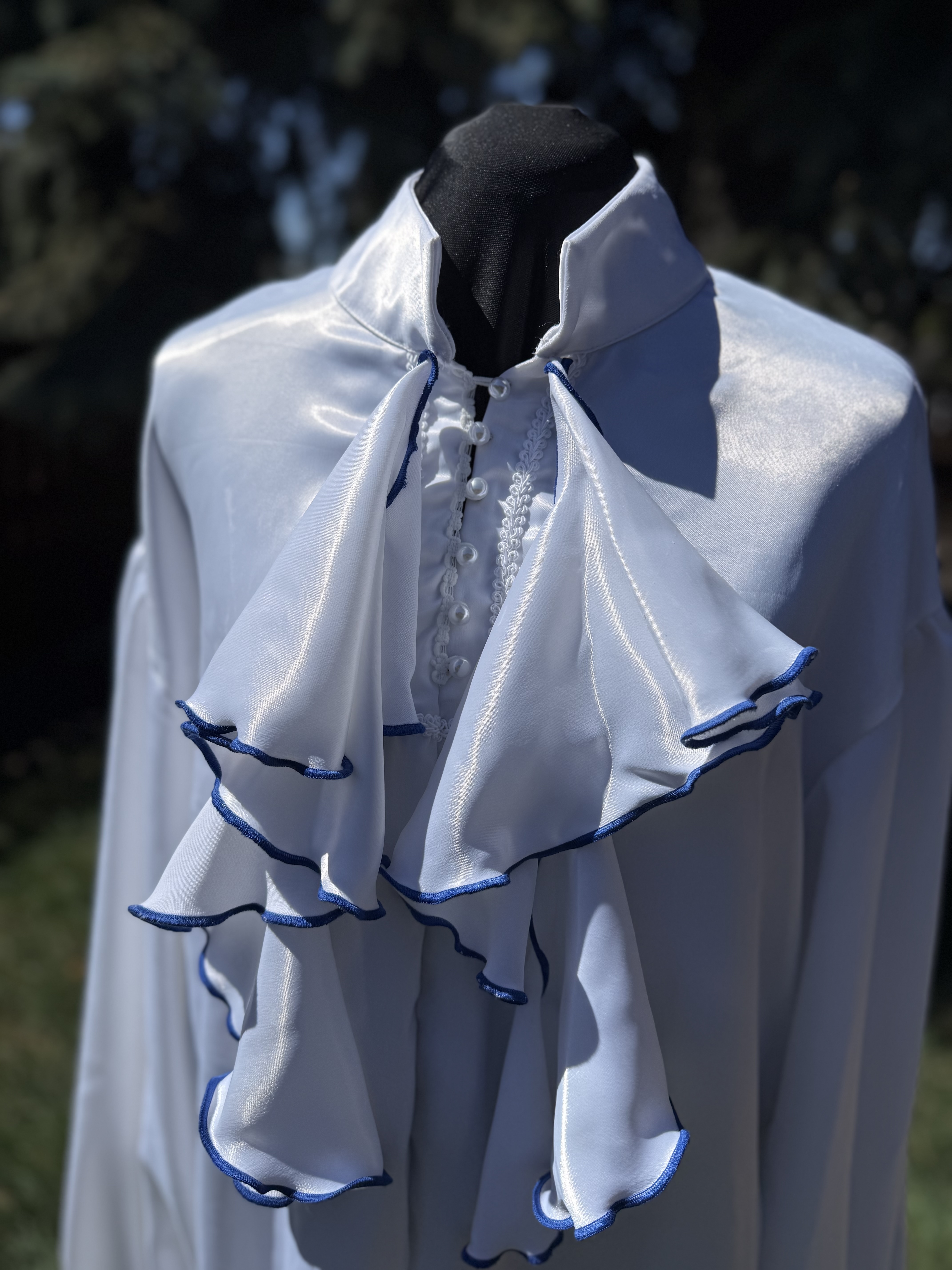Ruffled White Satin Shirt