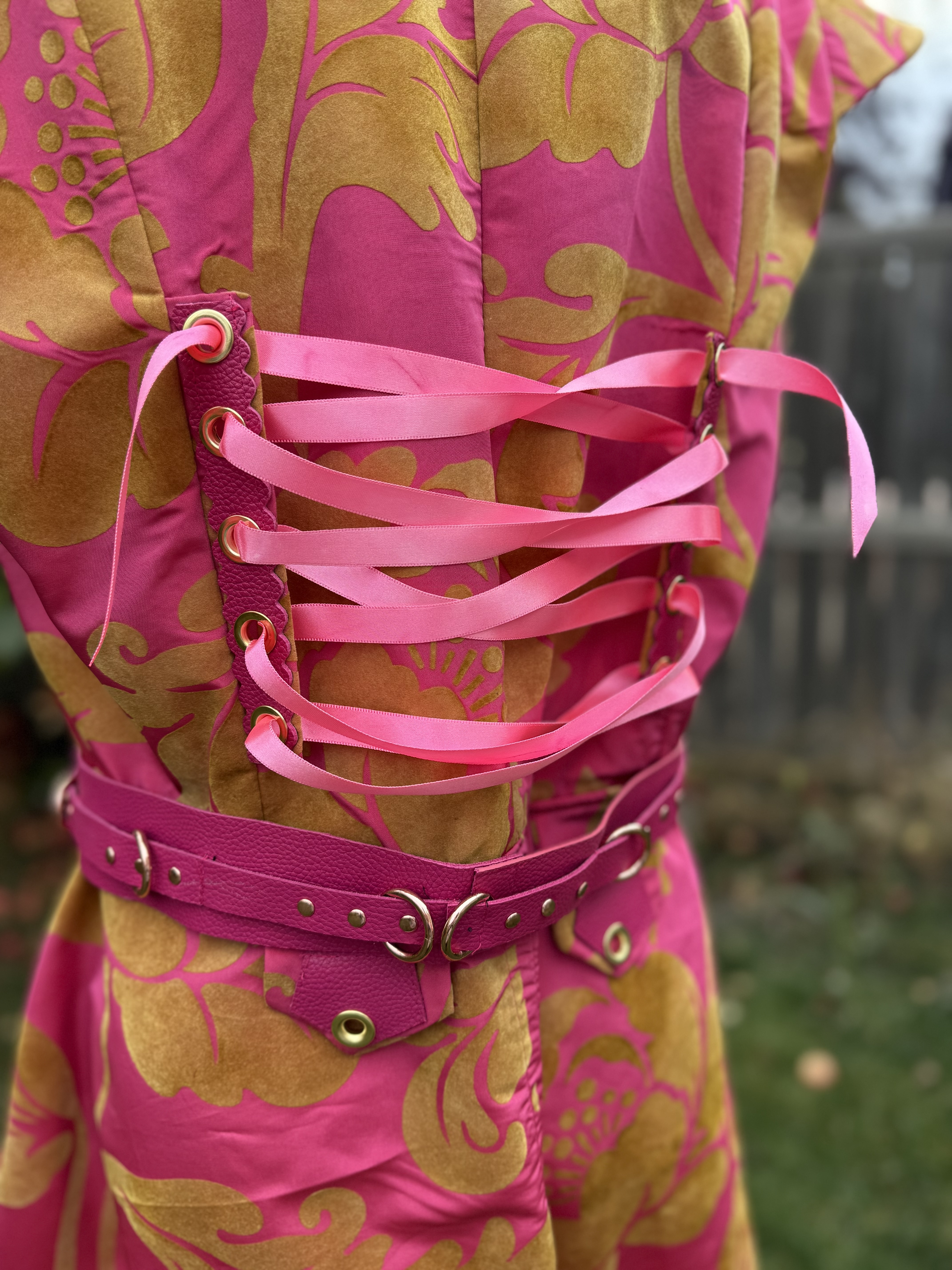 Pink Jacquard Corset Coat