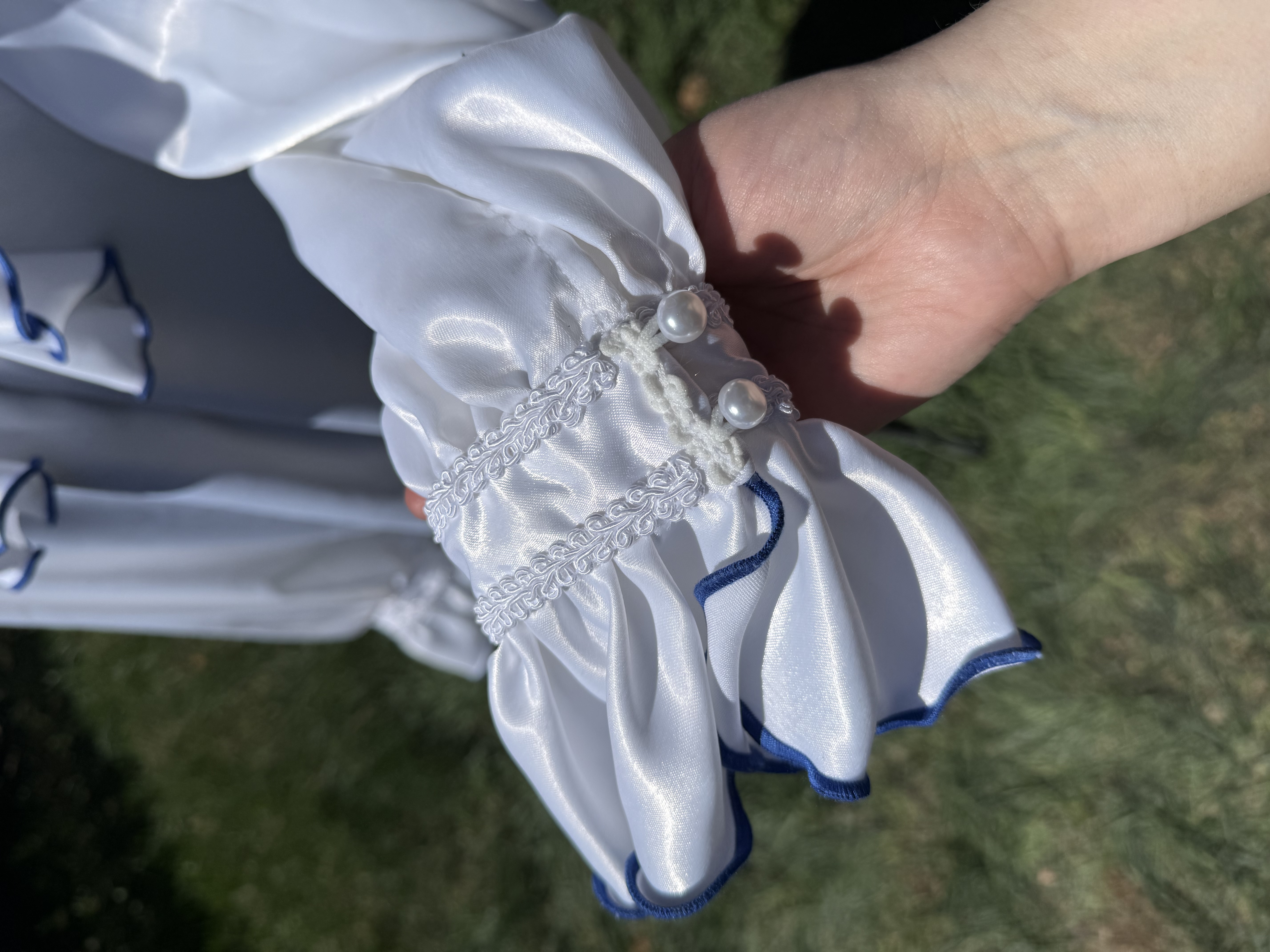 Ruffled White Satin Shirt