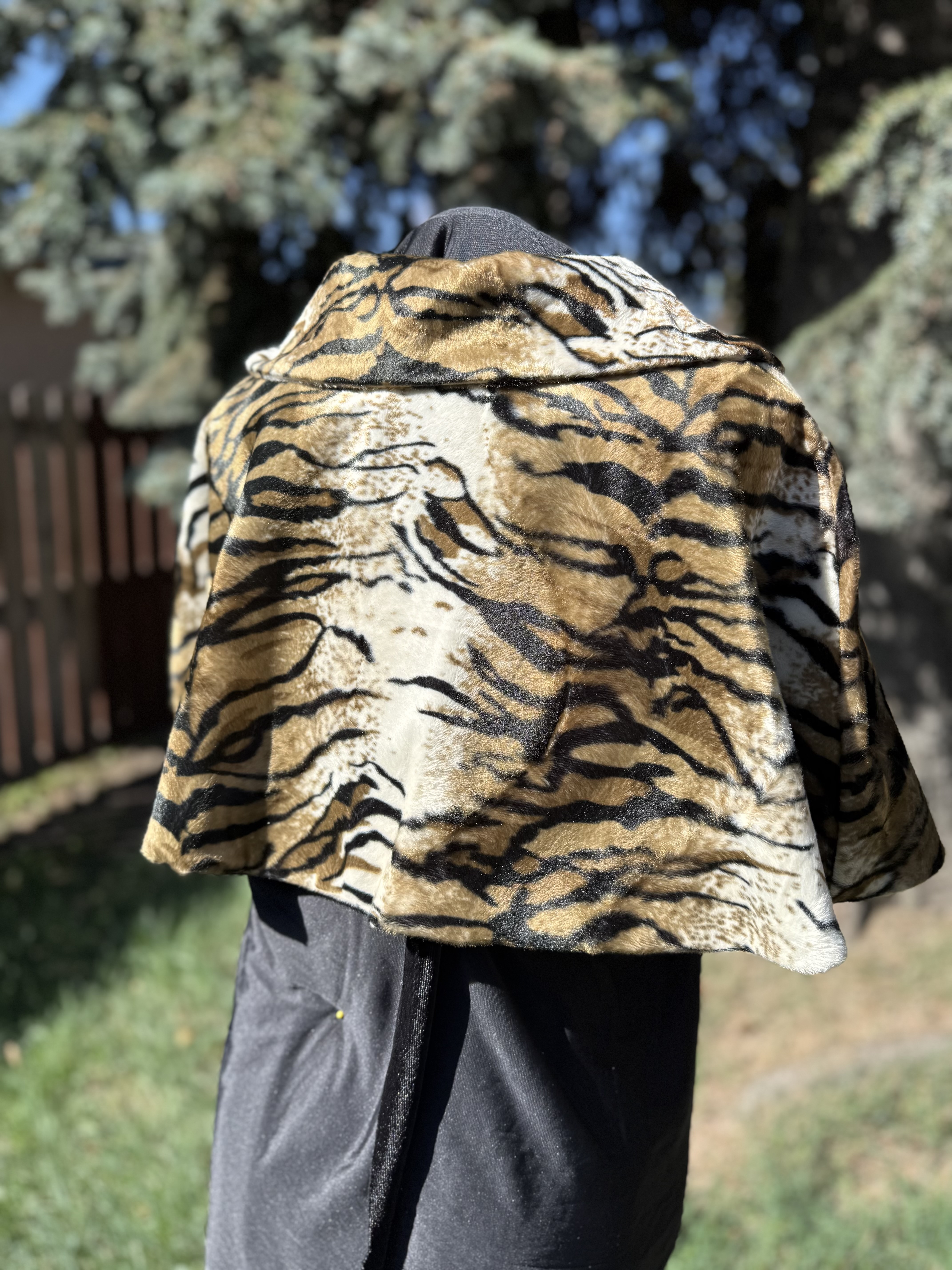 Tiger Print Faux Fur Capelet