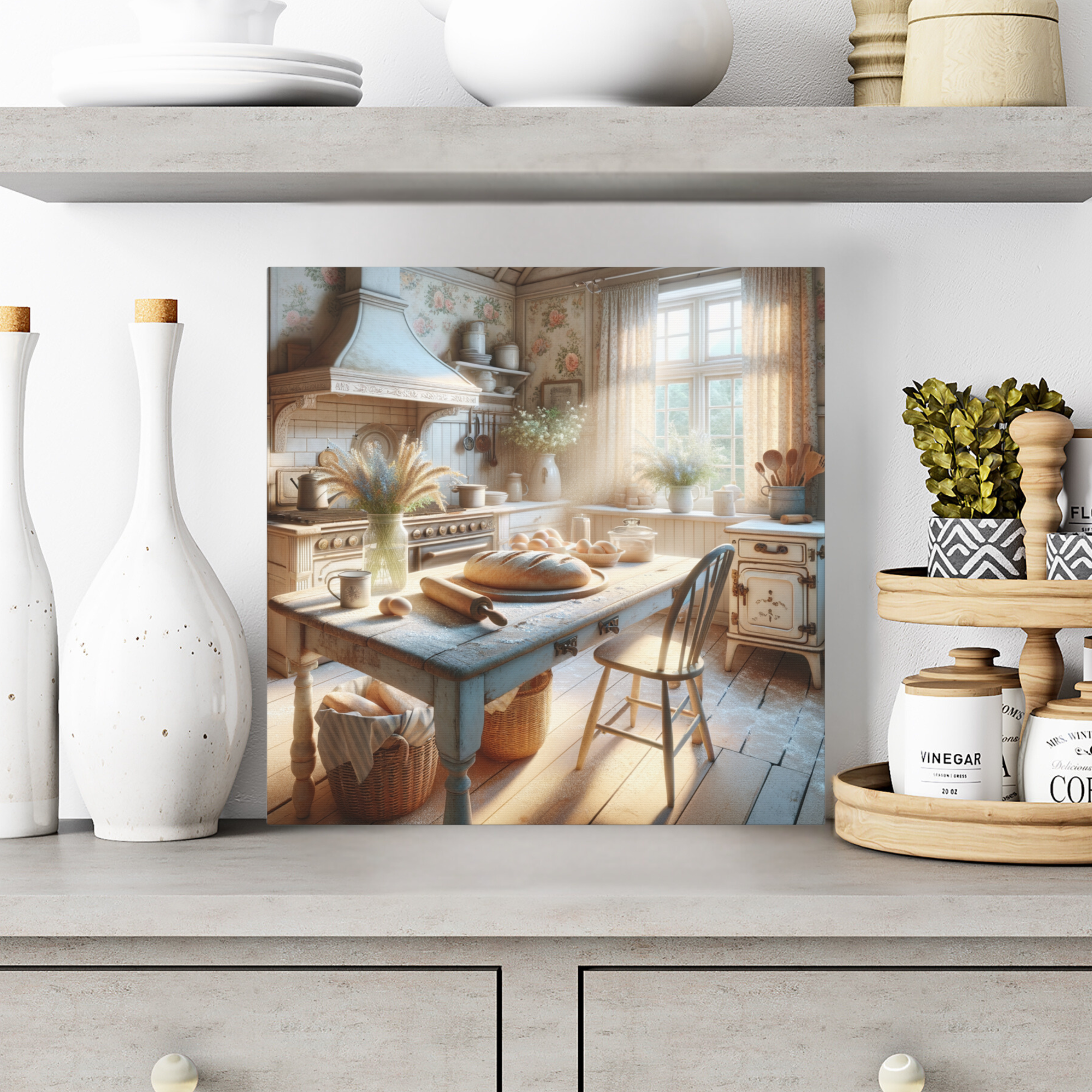 Vintage Country Cottage Kitchen | Fresh Warm Bread and Sunlight Wall Art