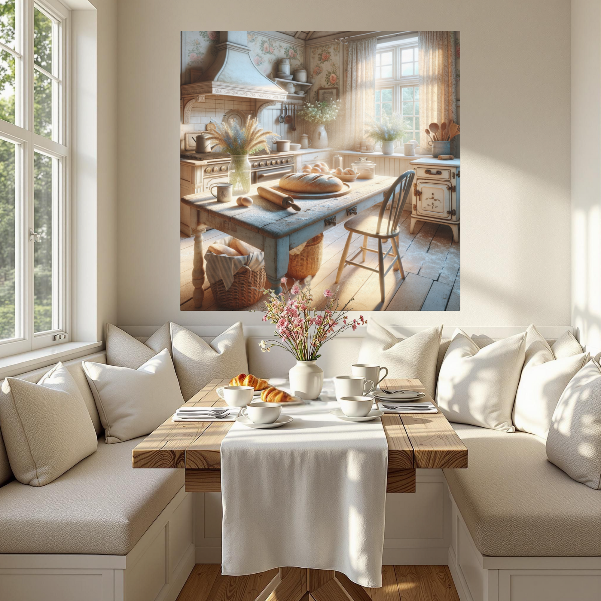 Vintage Country Cottage Kitchen | Fresh Warm Bread and Sunlight Wall Art