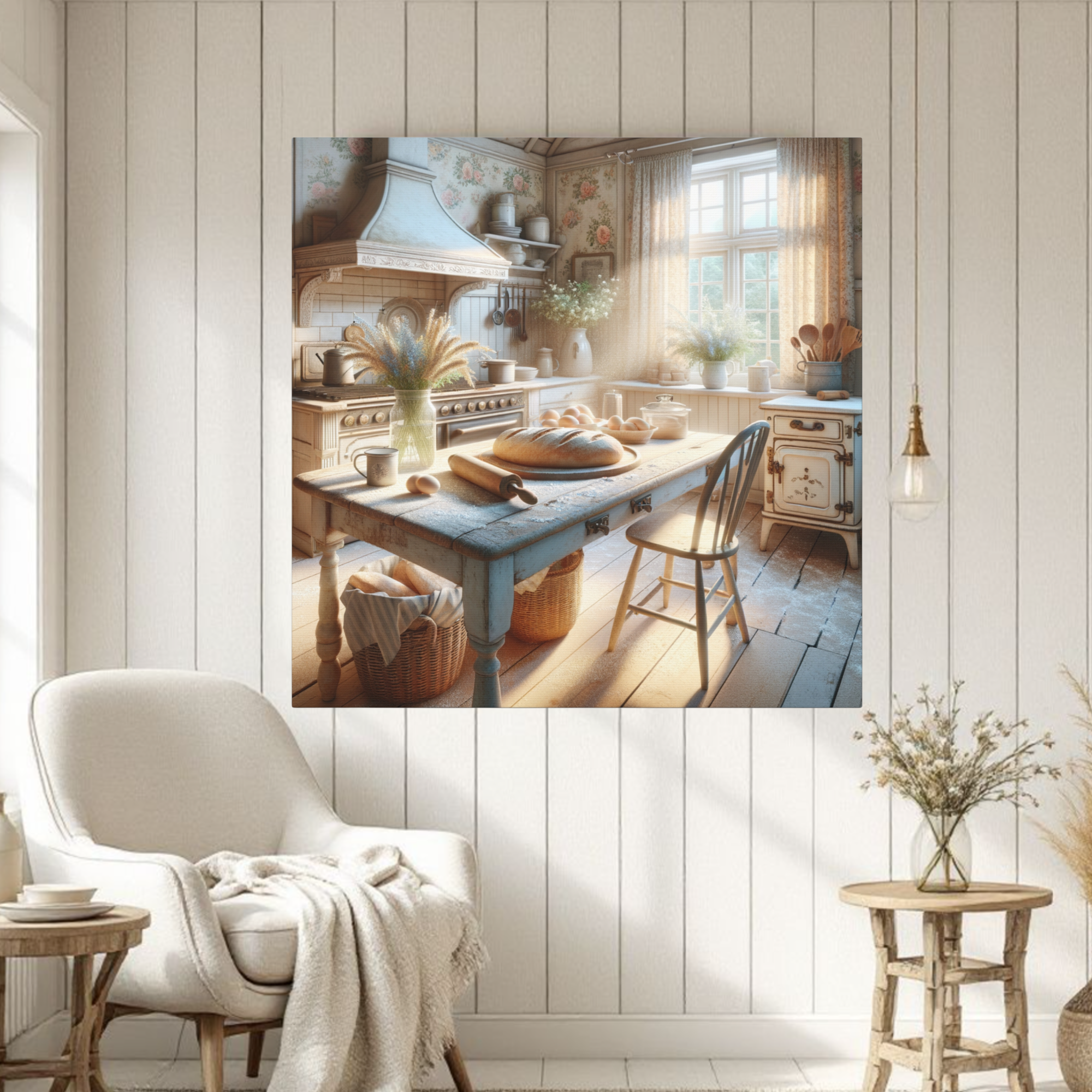 Vintage Country Cottage Kitchen | Fresh Warm Bread and Sunlight Wall Art