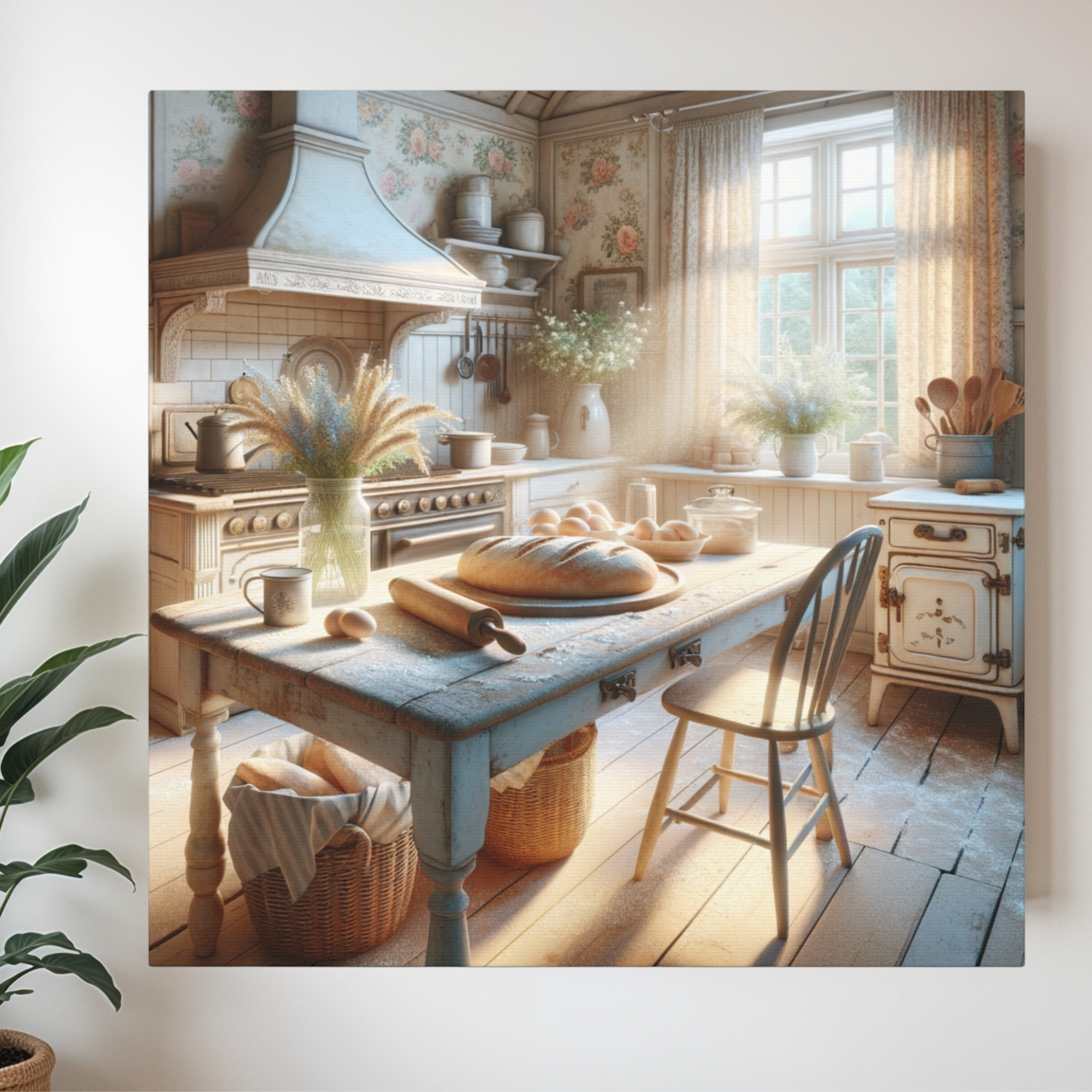 Vintage Country Cottage Kitchen | Fresh Warm Bread and Sunlight Wall Art