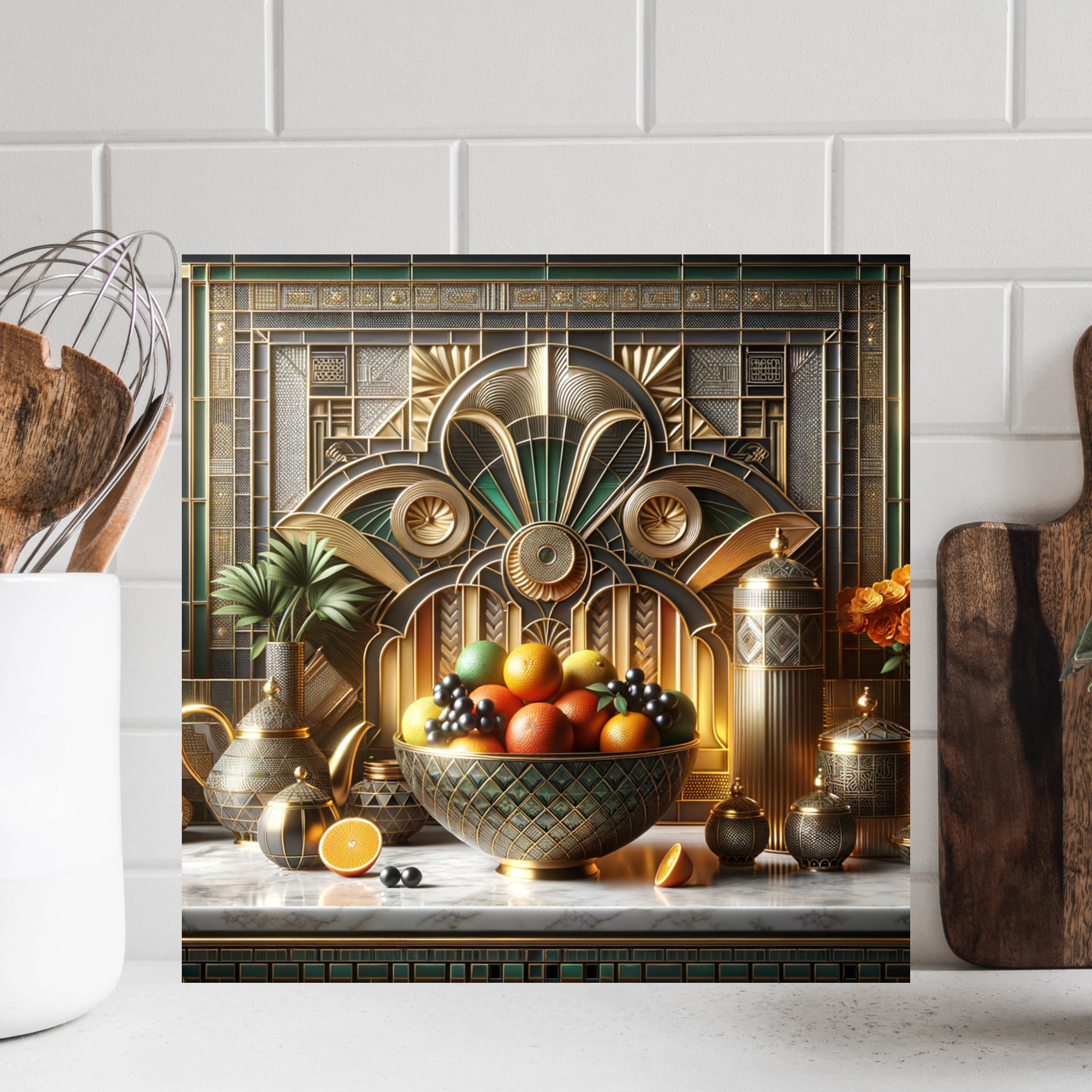 Art Deco Kitchen Wall Art – Luxe Fruit Still Life Print
