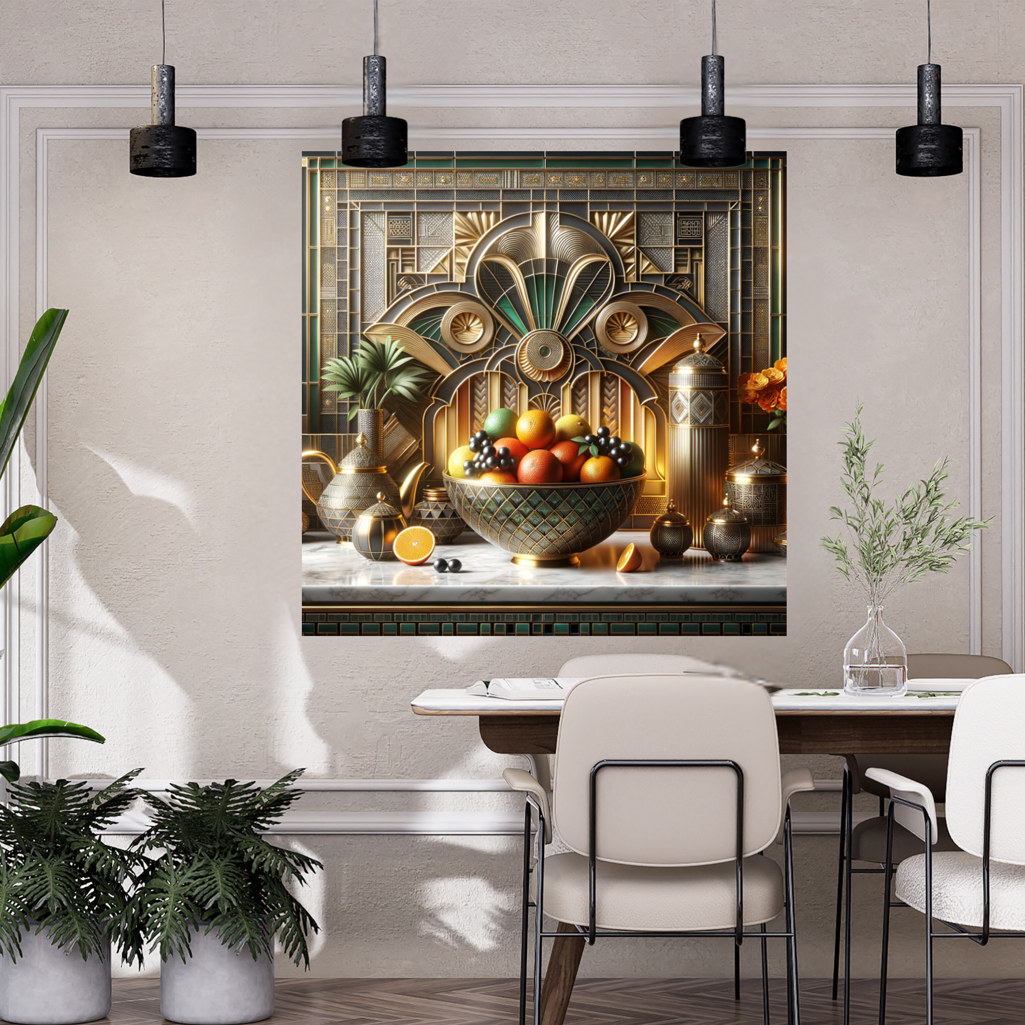 Art Deco Kitchen Wall Art – Luxe Fruit Still Life Print