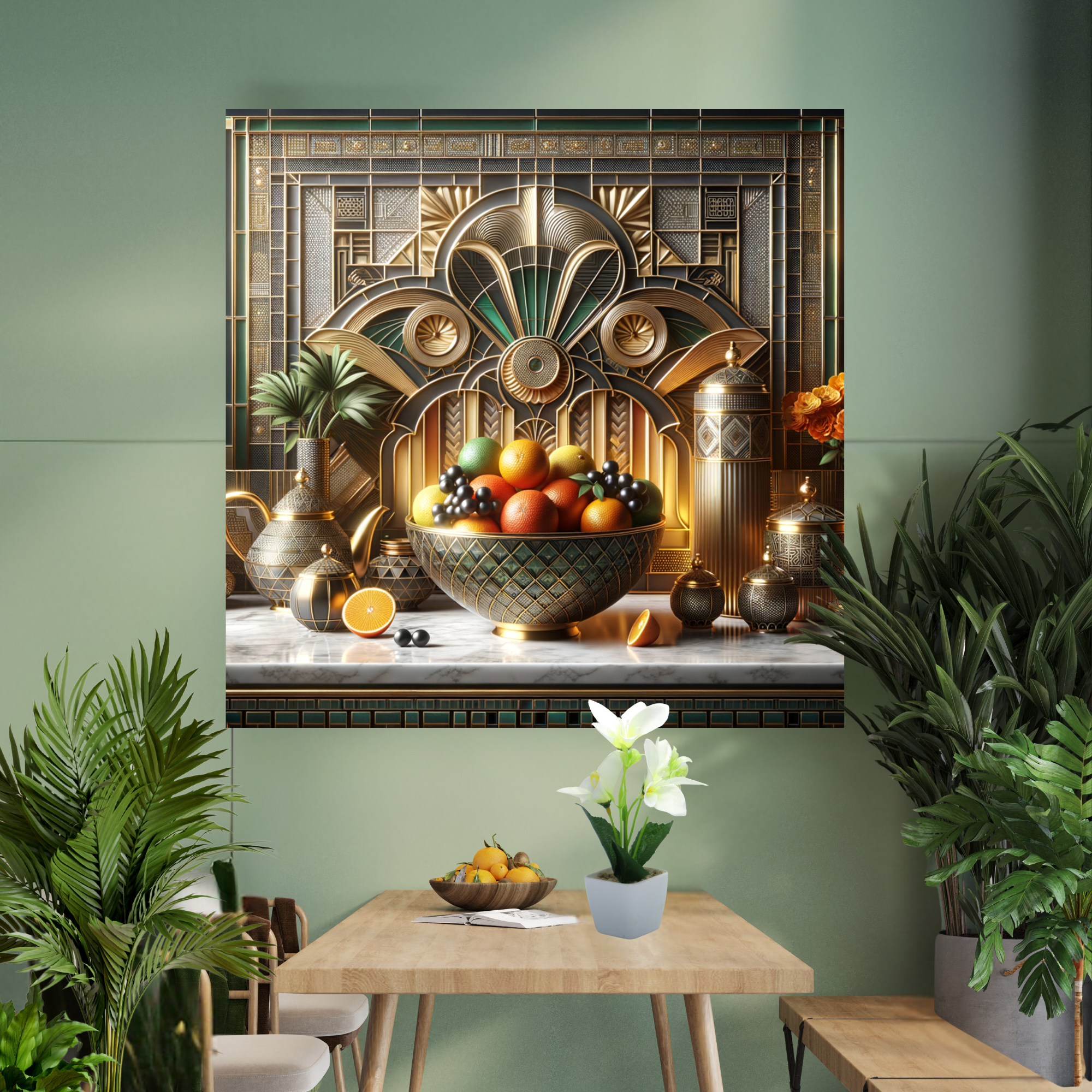 Art Deco Kitchen Wall Art – Luxe Fruit Still Life Print