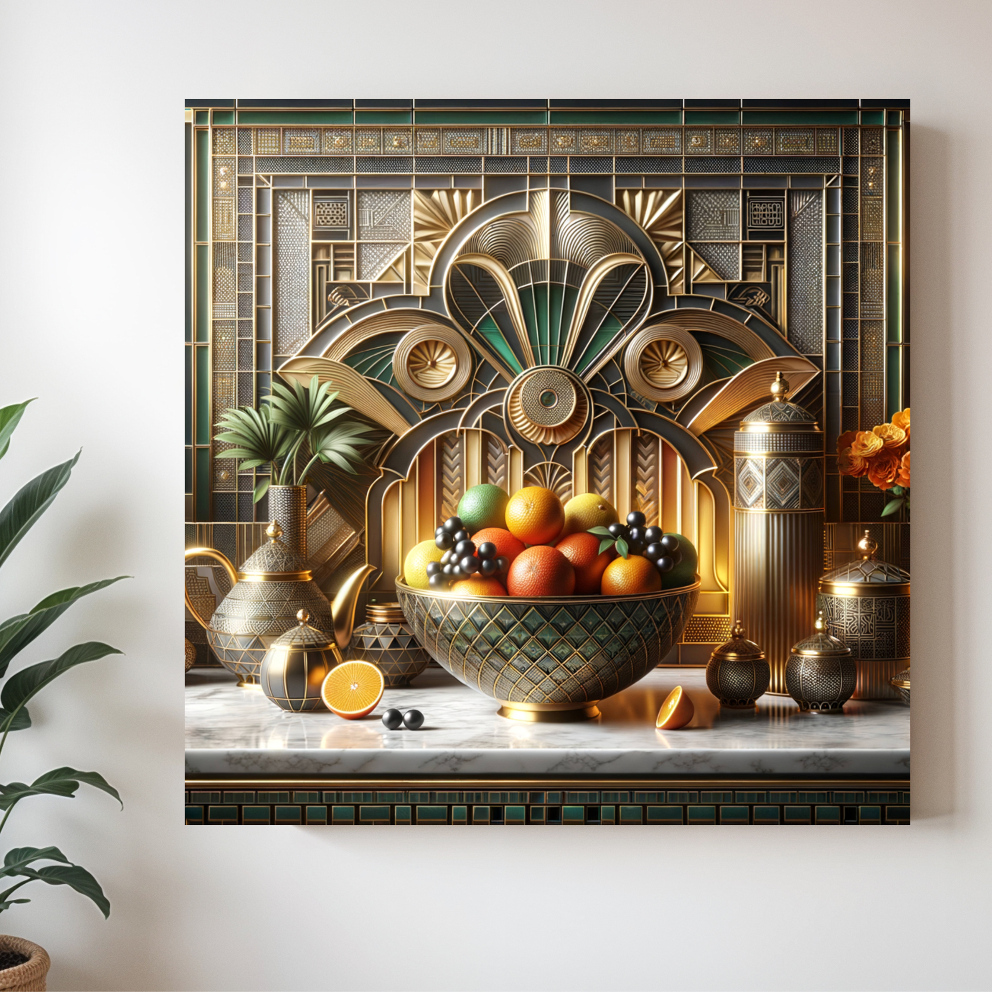 Art Deco Kitchen Wall Art – Luxe Fruit Still Life Print