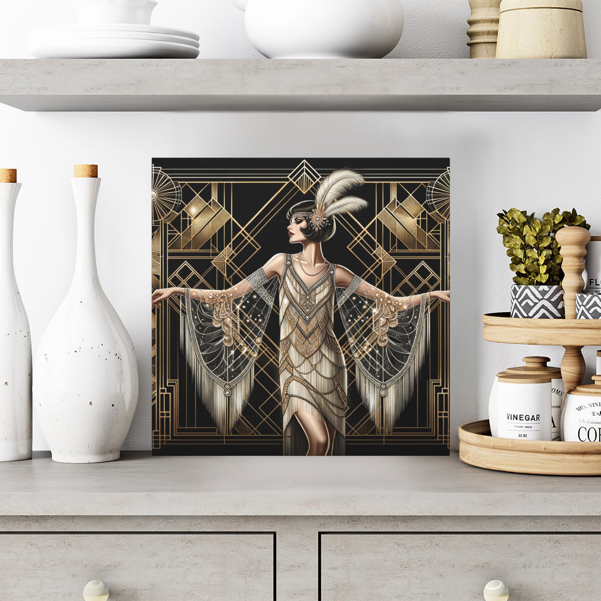 1920s Flapper Art Deco Wall Art – Vintage Glam Print